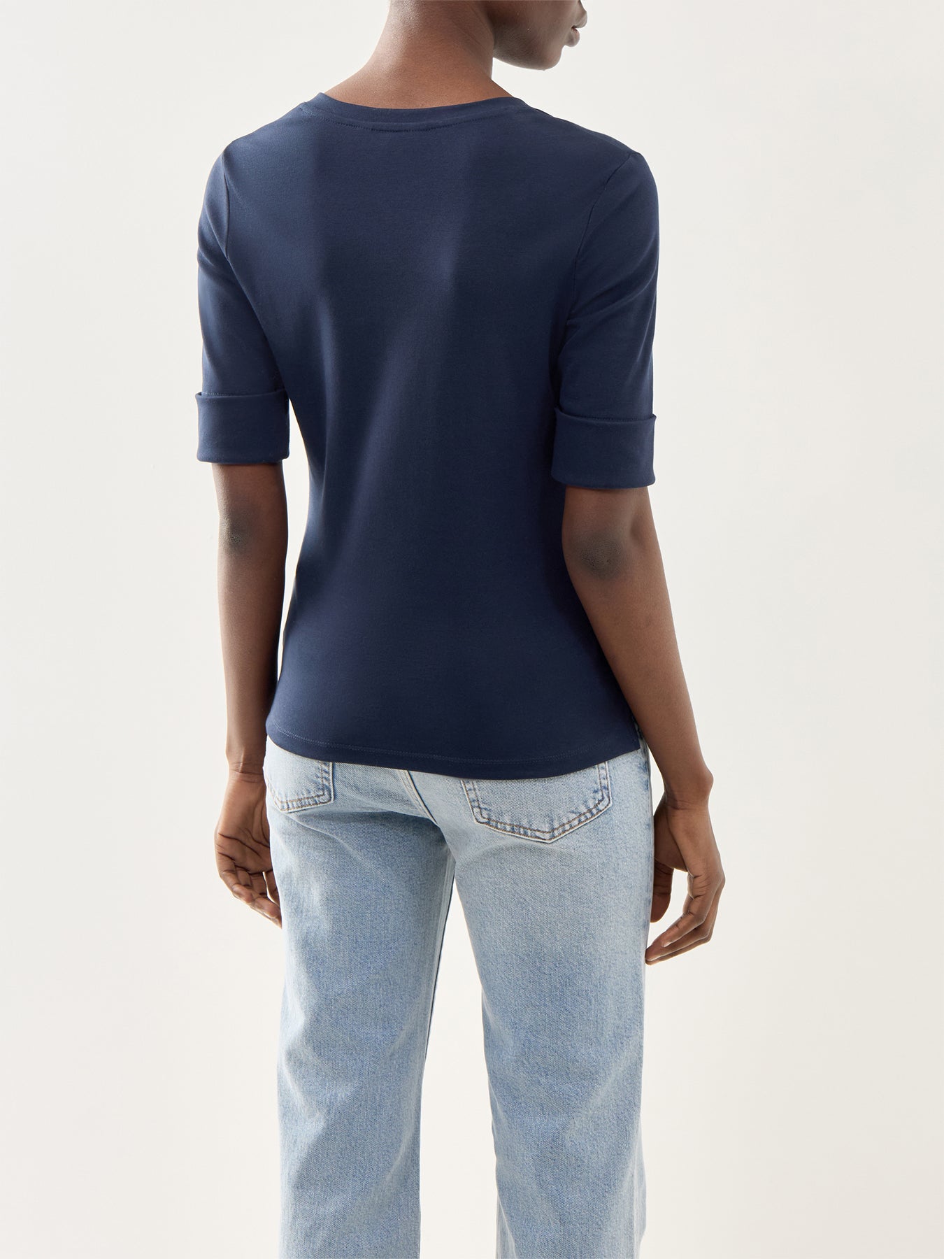 V Judy Elbow Sleeve Knit Navy