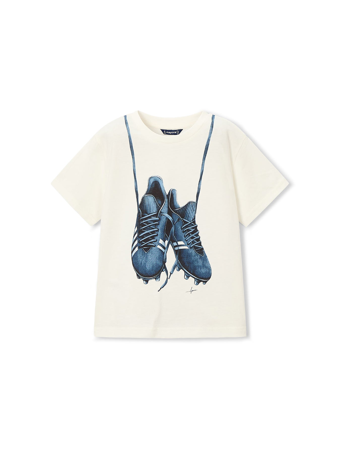 Kids’ Football Boots Short Sleeve T-Shirt White