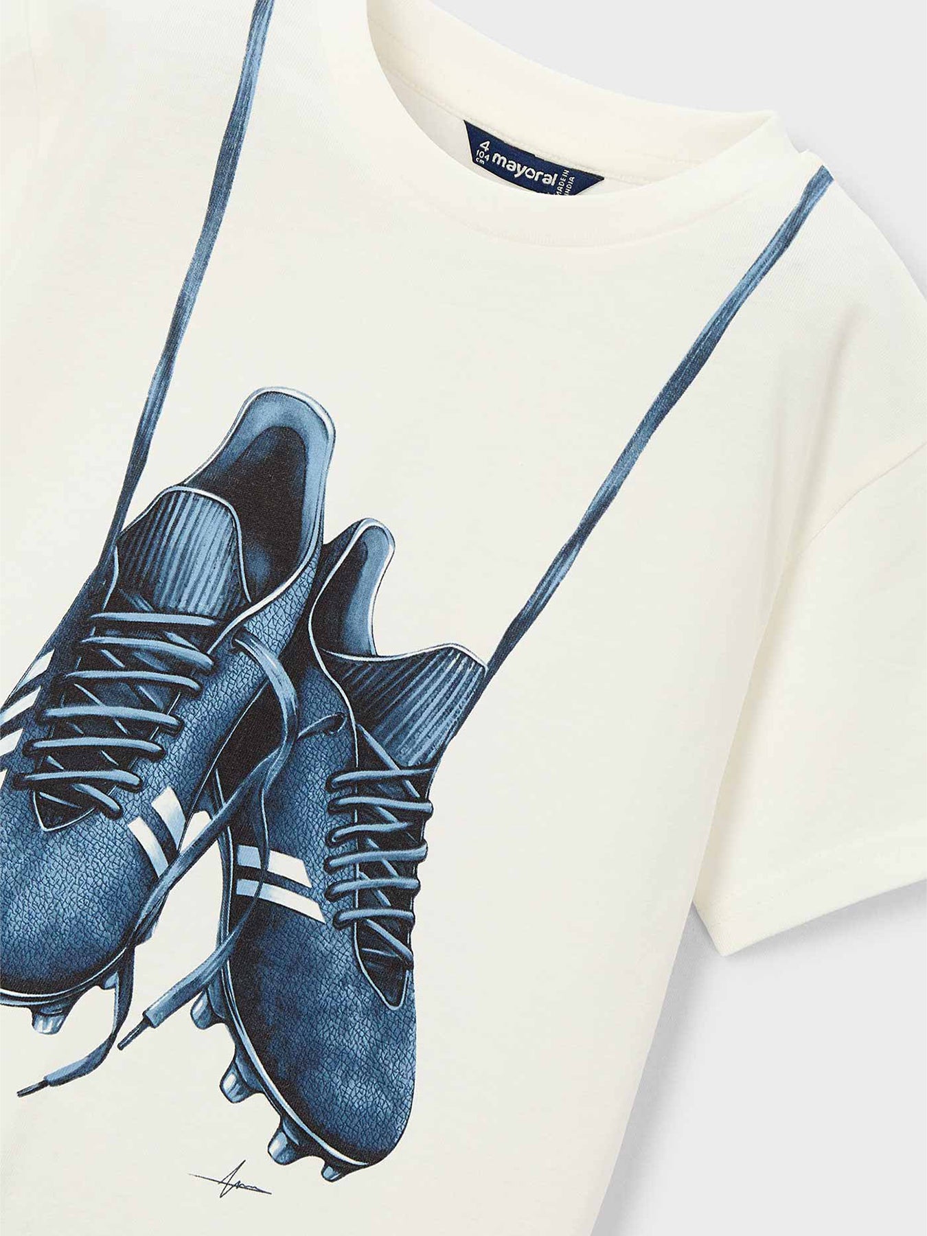 Kids’ Football Boots Short Sleeve T-Shirt White