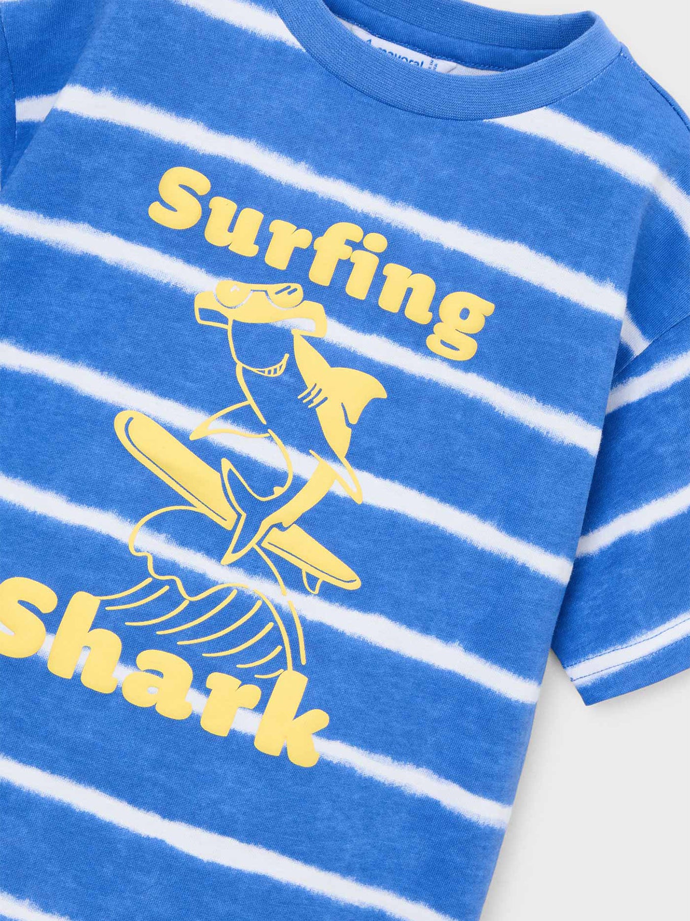Kids’ Striped Shark Short Sleeve T-Shirt Blue