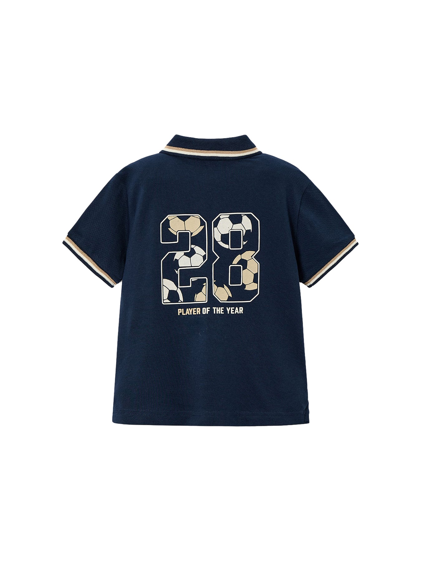 Kids’ Football Print Short Sleeve Polo Navy