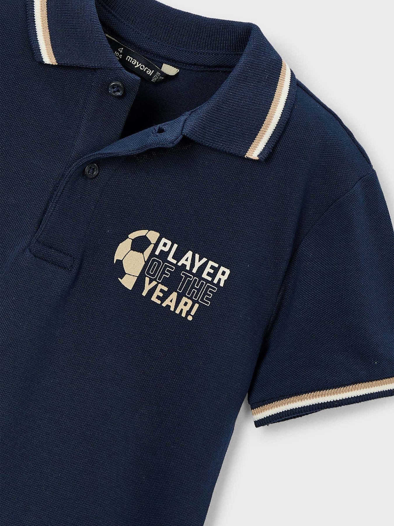 Kids’ Football Print Short Sleeve Polo Navy