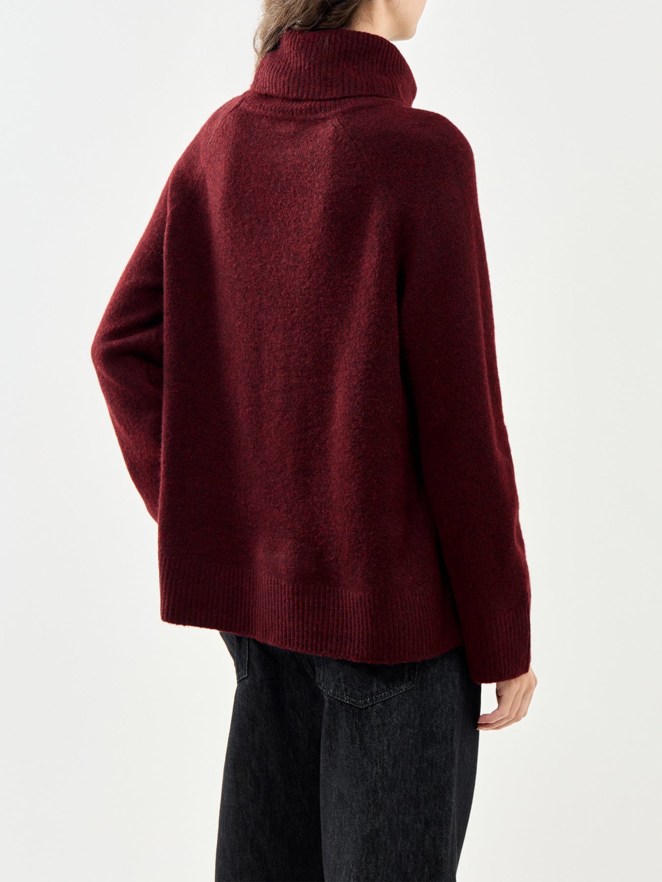 Roll Neck Jumper Relaxed Fit Burgundy