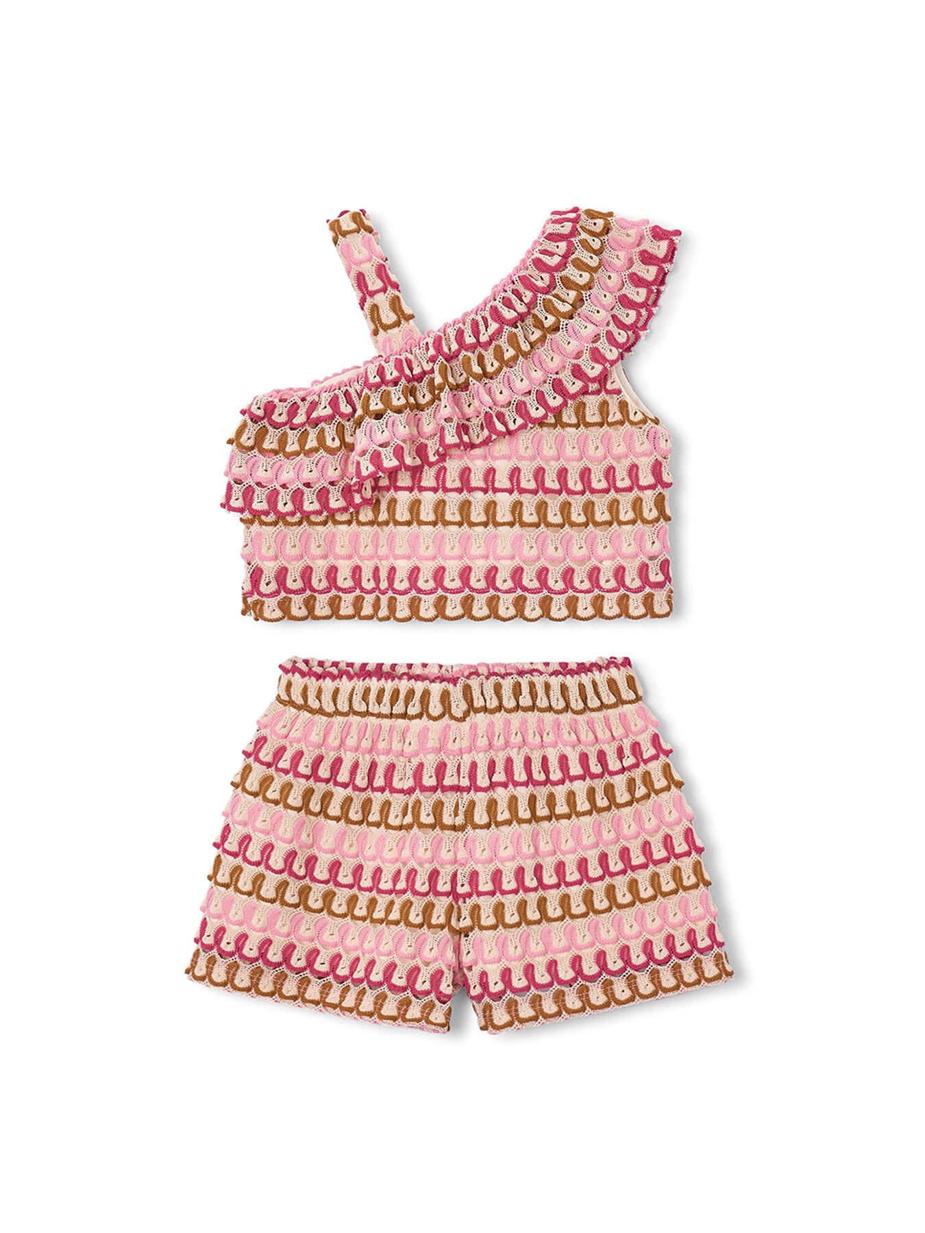 Kids' Zig Zag Knit Short Set Pink