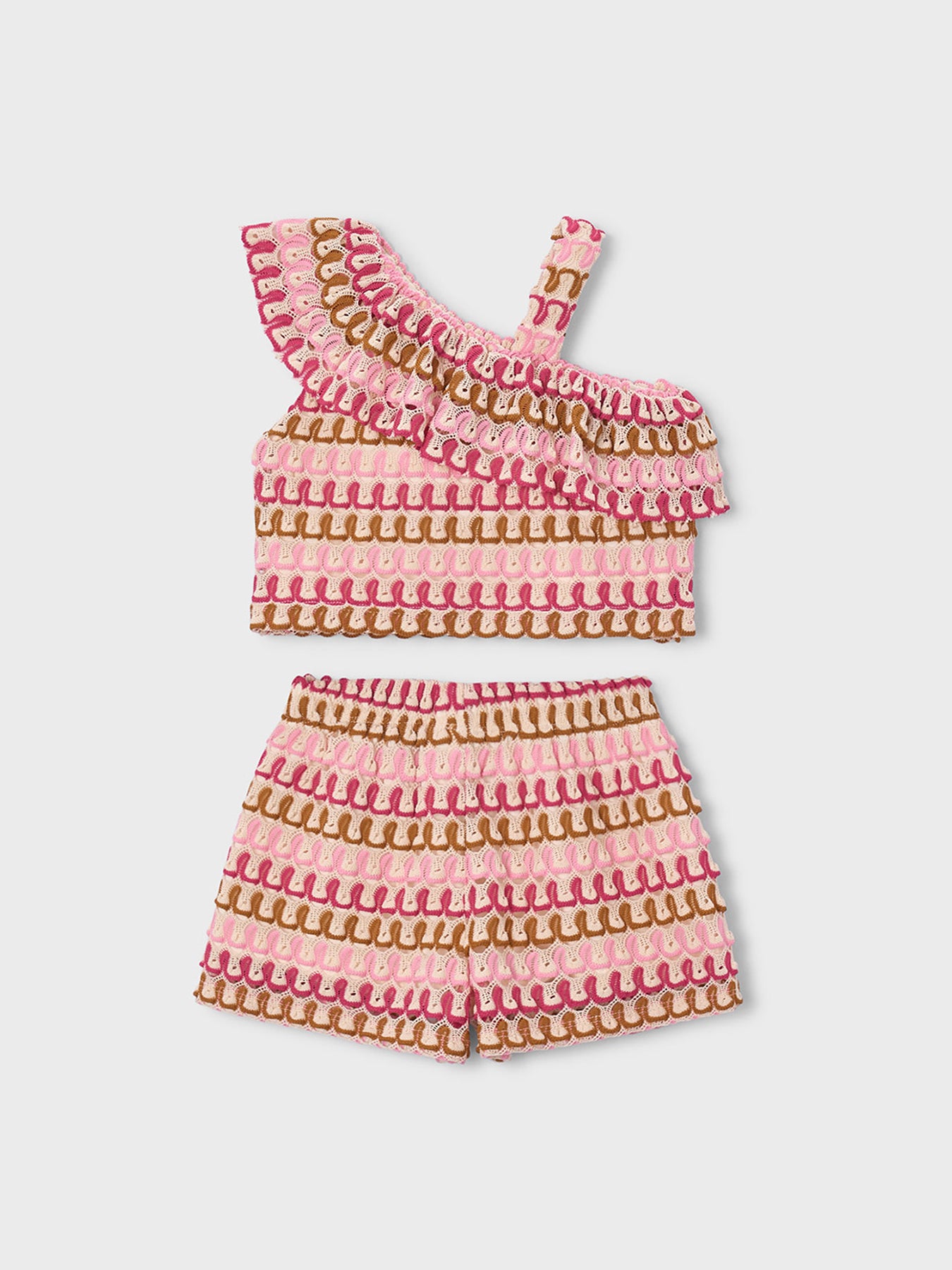 Kids' Zig Zag Knit Short Set Pink