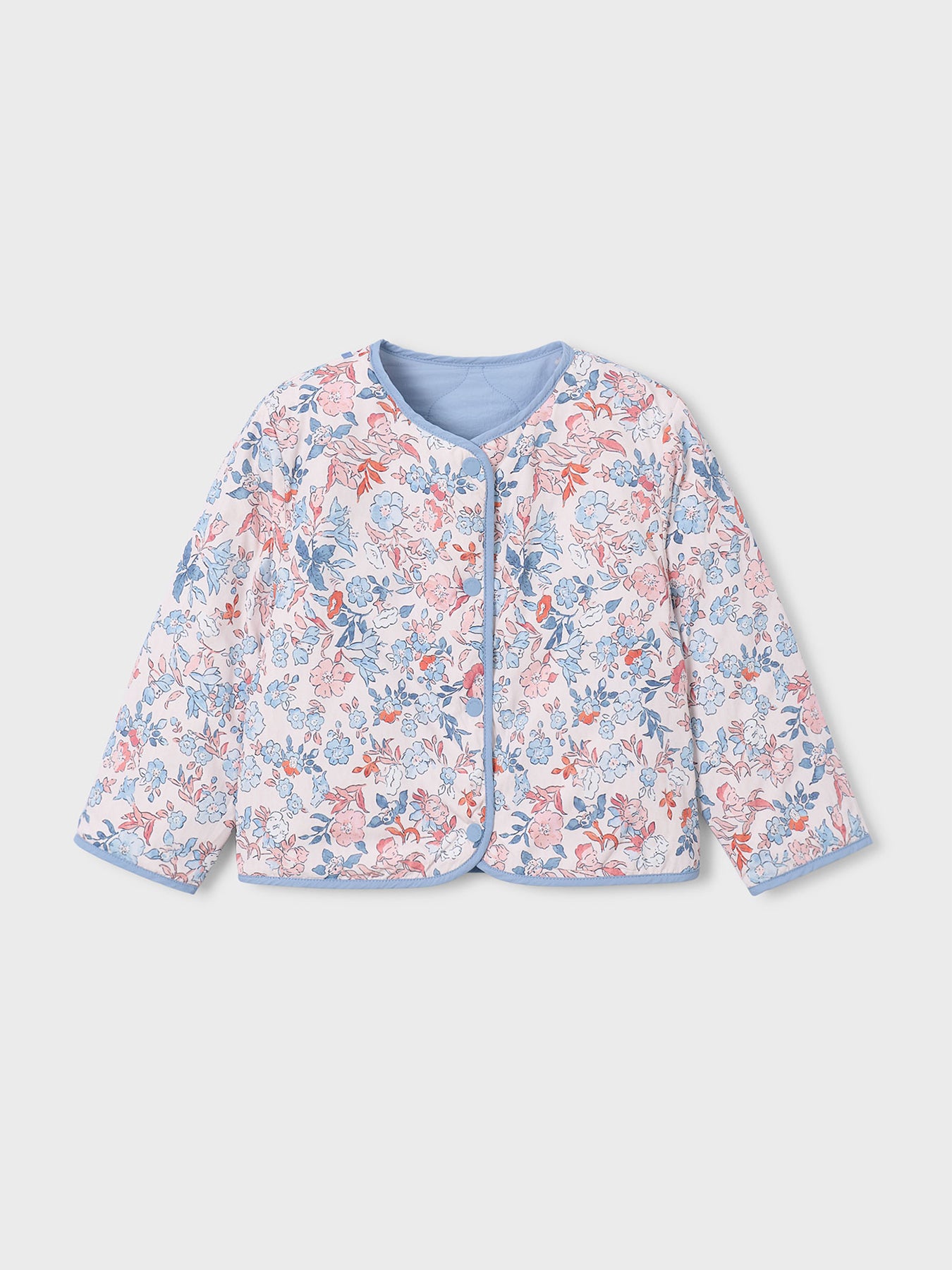Kids' Reversible Padded Floral Jacket Sky Blue