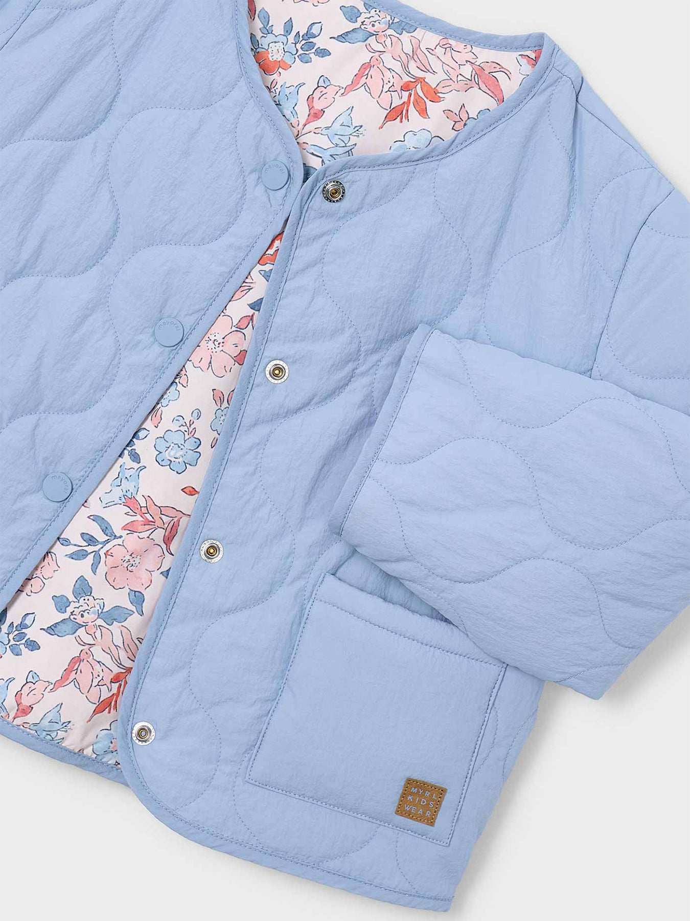 Kids' Reversible Padded Floral Jacket Sky Blue