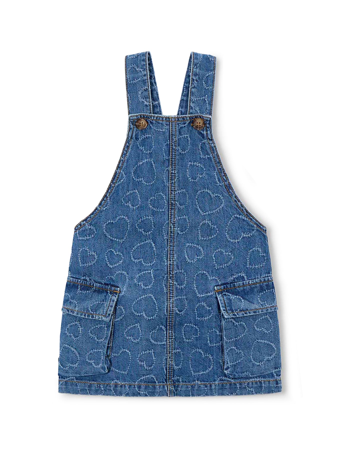 Kids’ Heart Denim Pinafore Skirt Blue