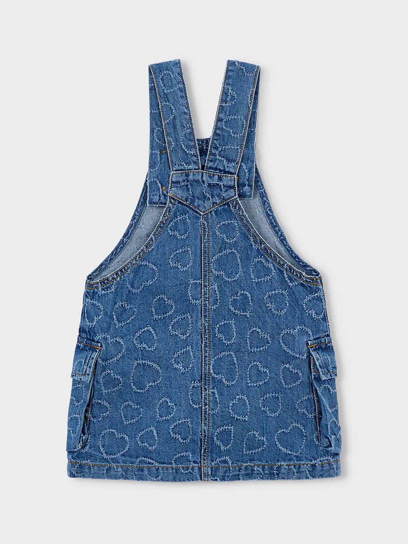 Kids’ Heart Denim Pinafore Skirt Blue