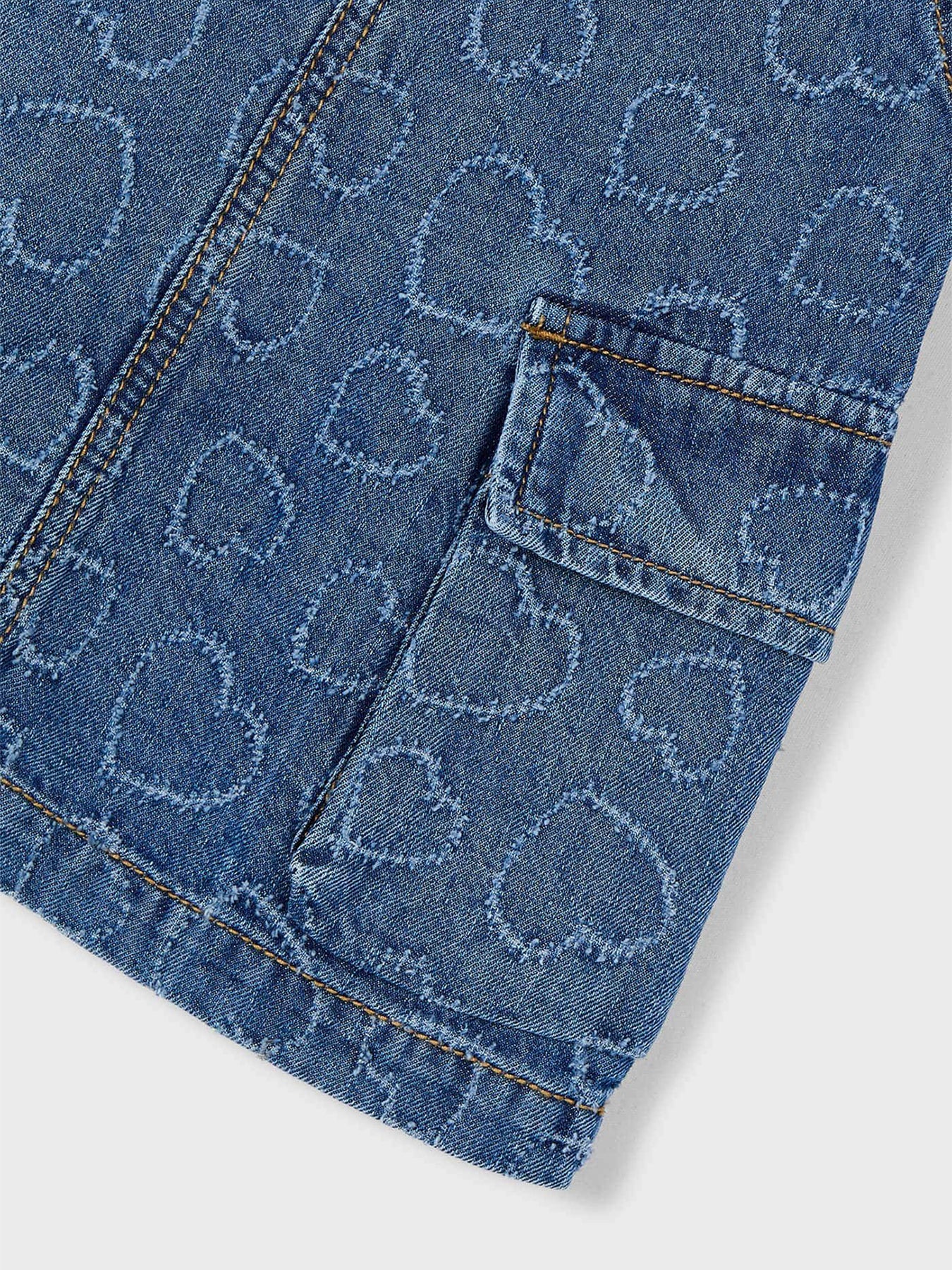 Kids’ Heart Denim Pinafore Skirt Blue
