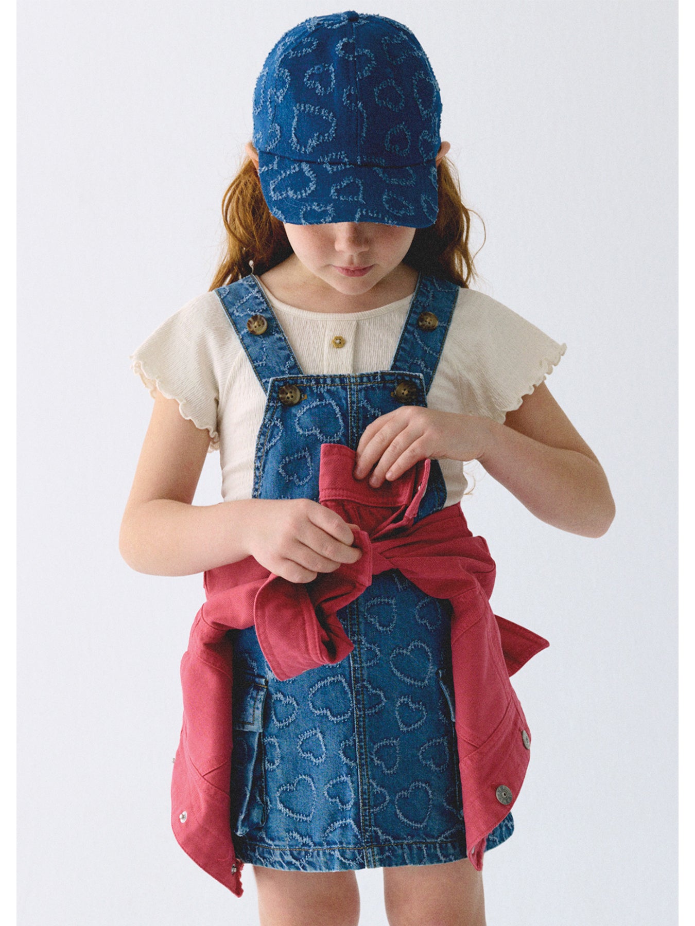Kids’ Heart Denim Pinafore Skirt Blue