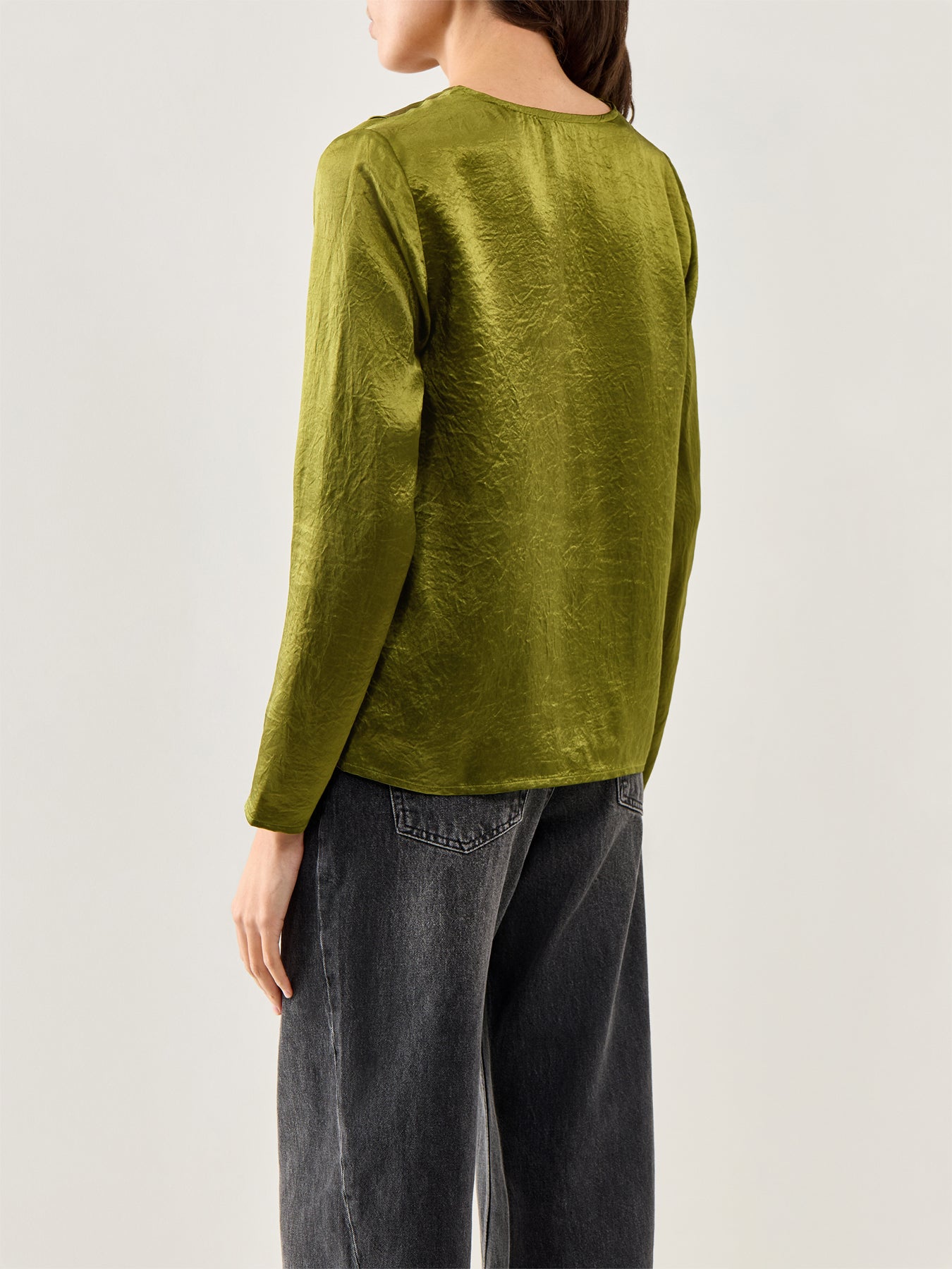 Selene Long-Sleeve V-Neck Top Green