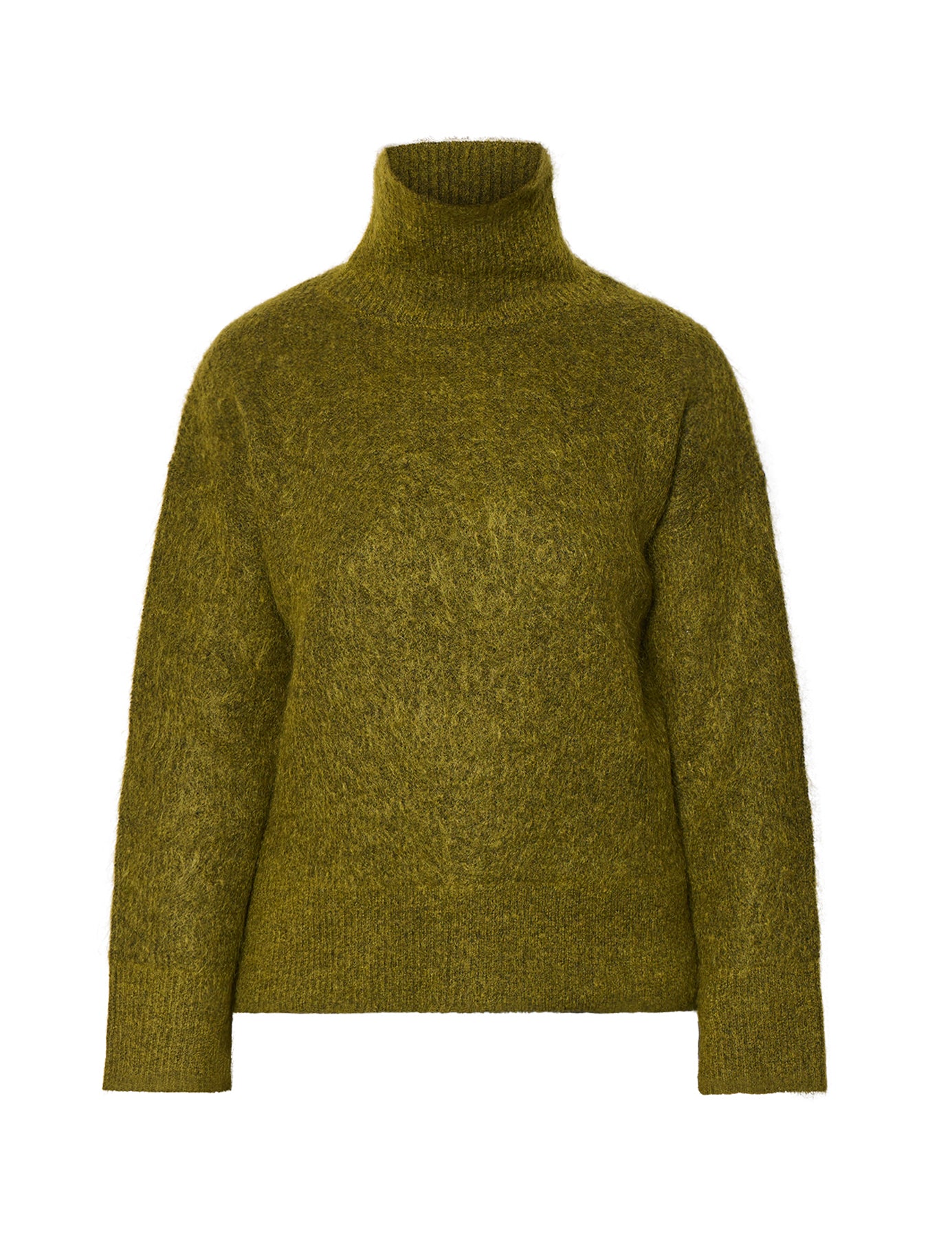 Mira High-Neck Mohair Knit Top Green