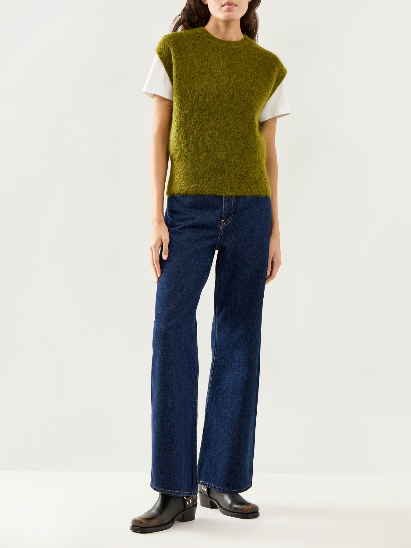 Mohair Knit Vest Green