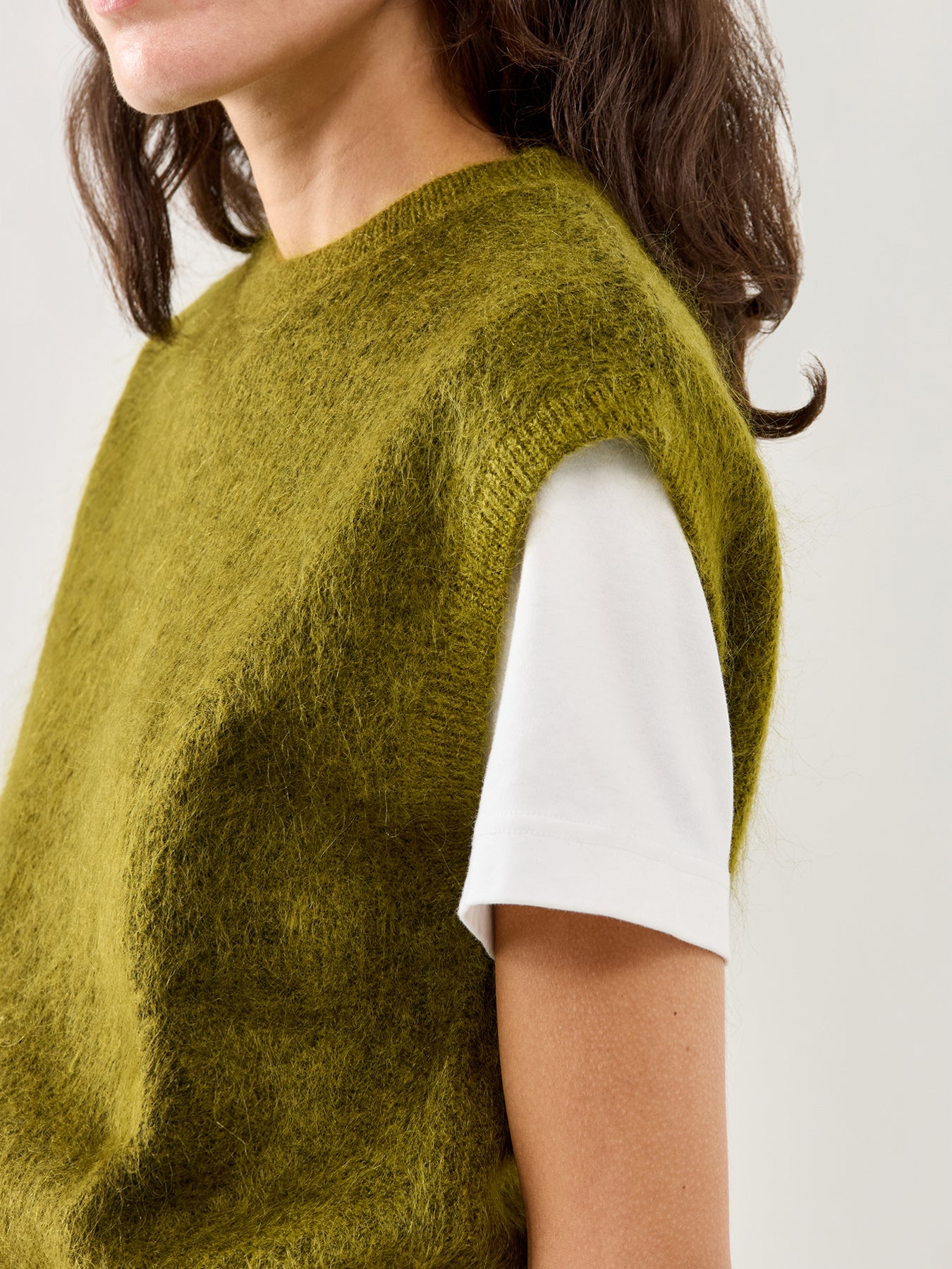 Mohair Knit Vest Green