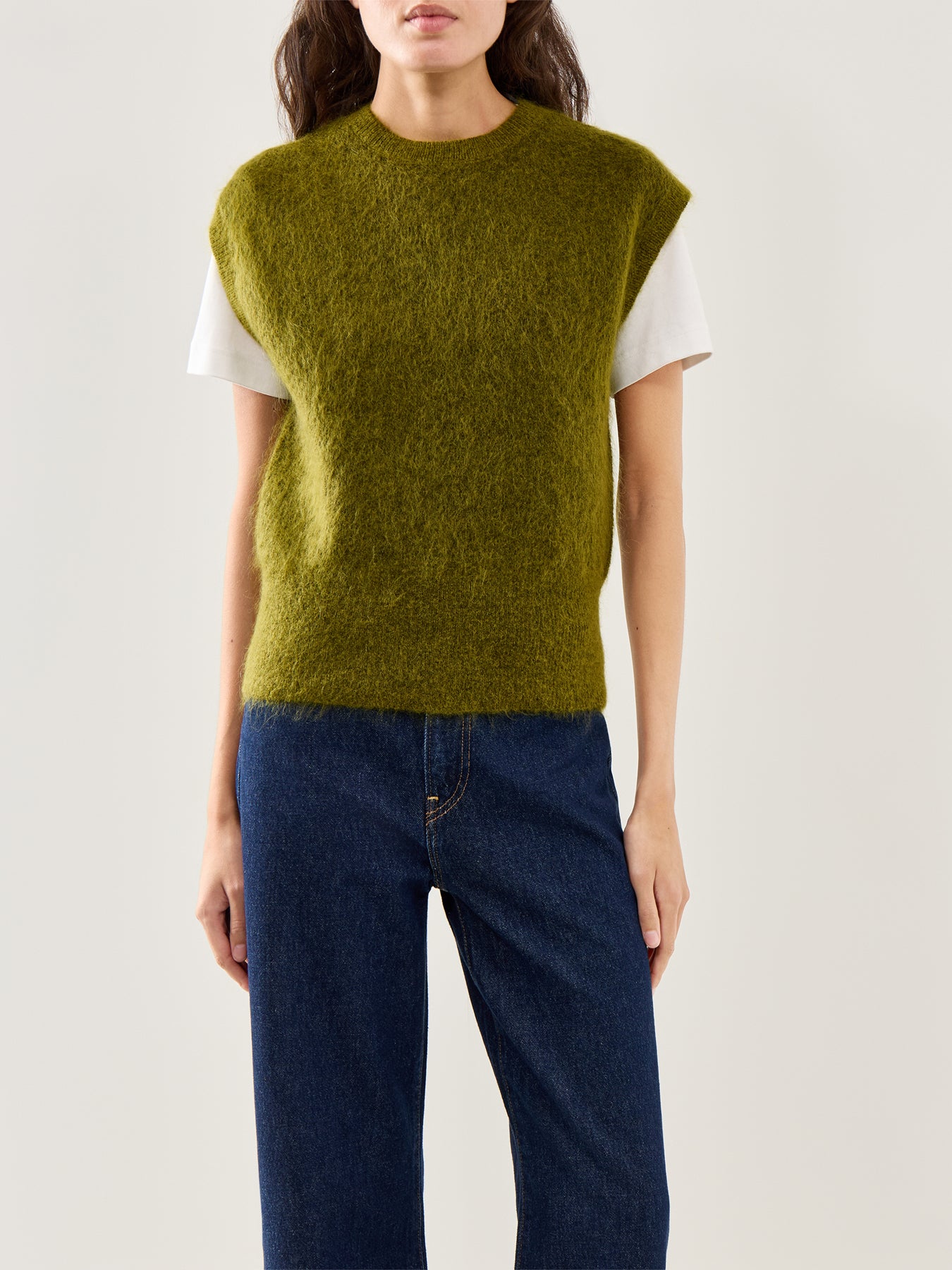 Mohair Knit Vest Green