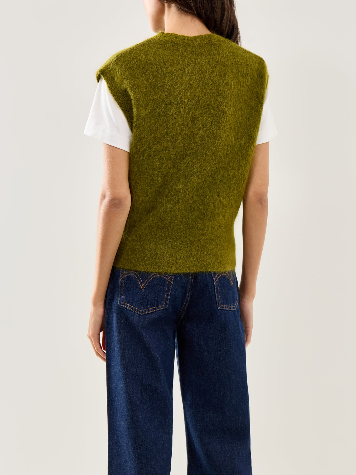 Mohair Knit Vest Green
