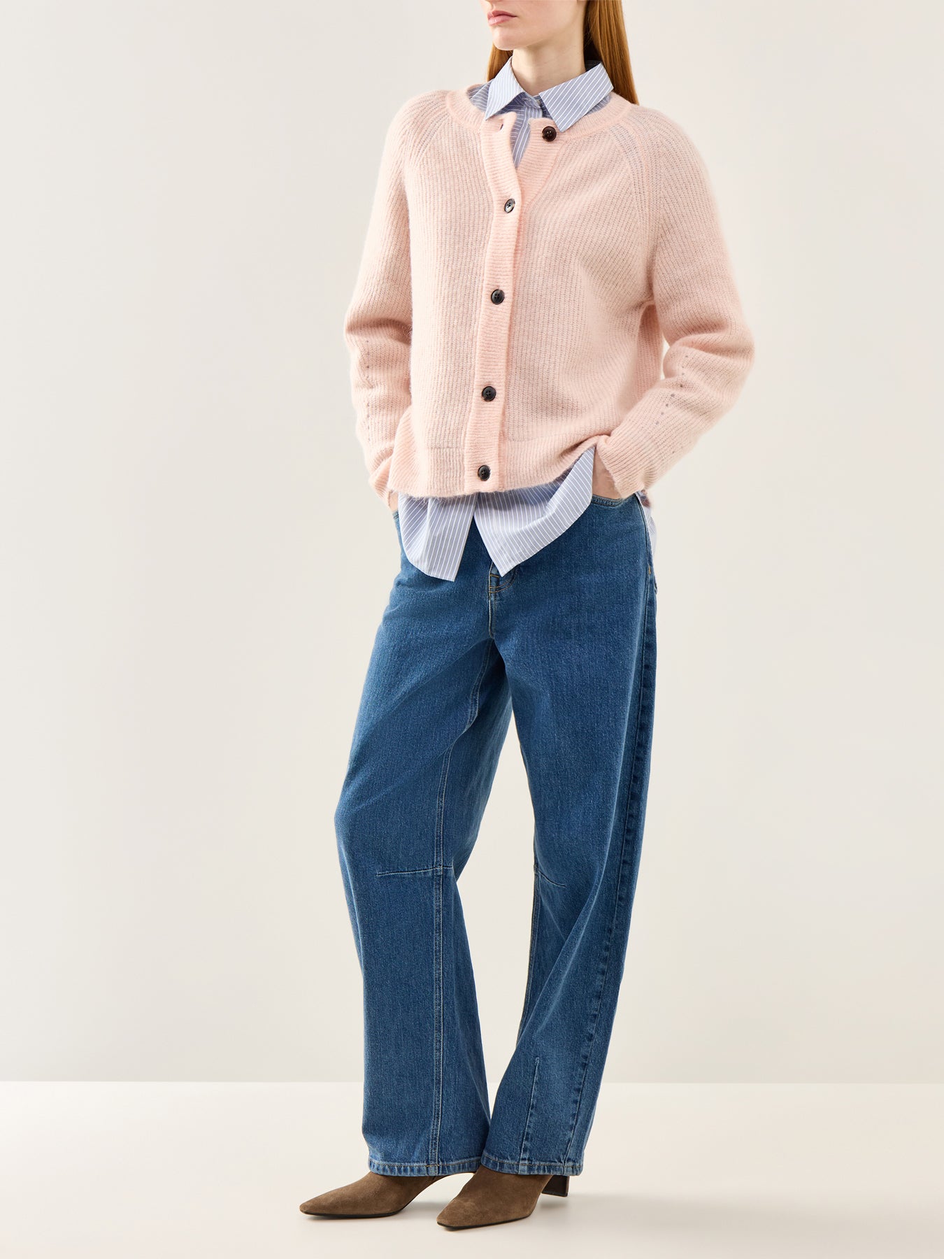 Lulu Long Sleeve Knit Short Cardigan Pink