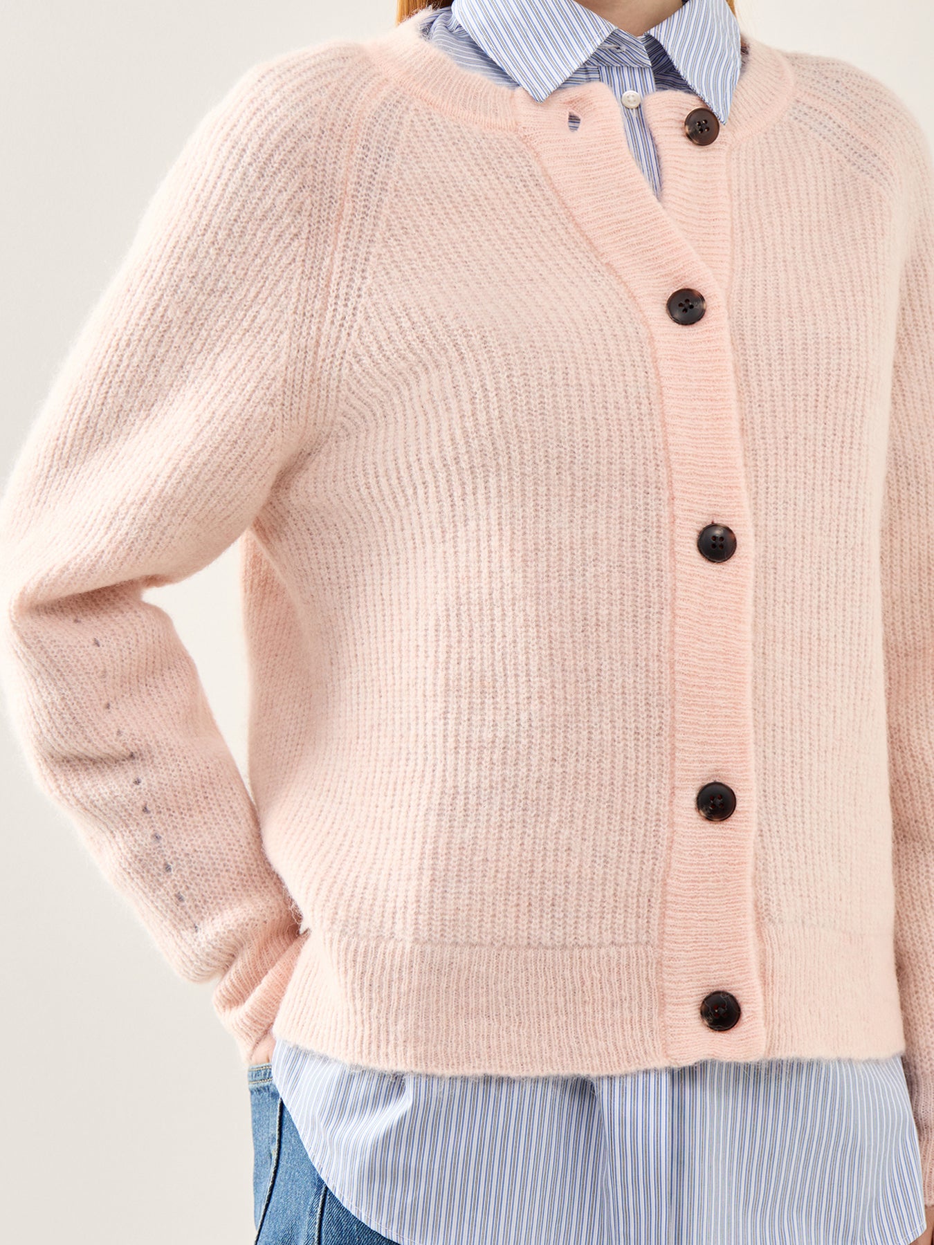 Lulu Long Sleeve Knit Short Cardigan Pink