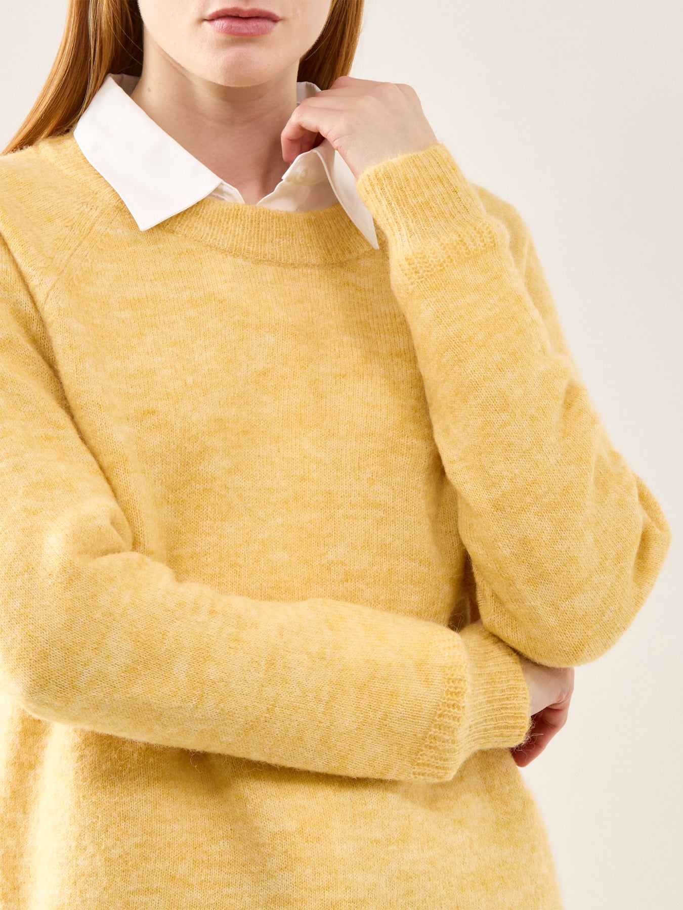 Lulu Long Sleeve Knit O-Neck Yellow