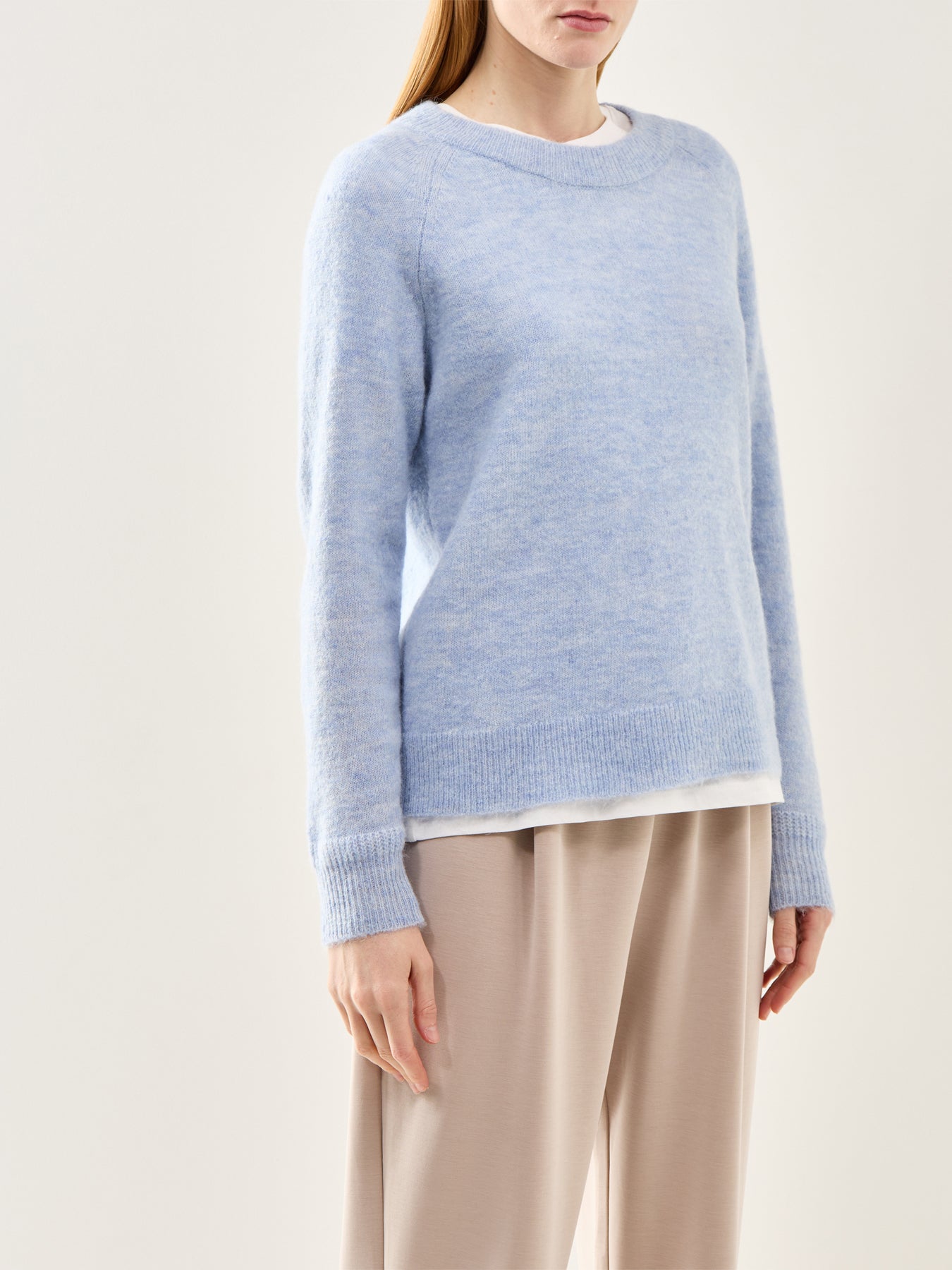 Lulu Long Sleeve Knit O-Neck Blue