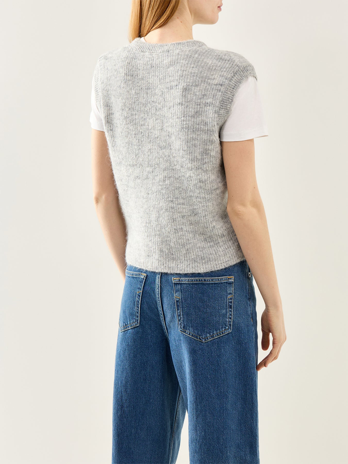 Lulu Sleeveless Button O-Neck Knit Vest Grey