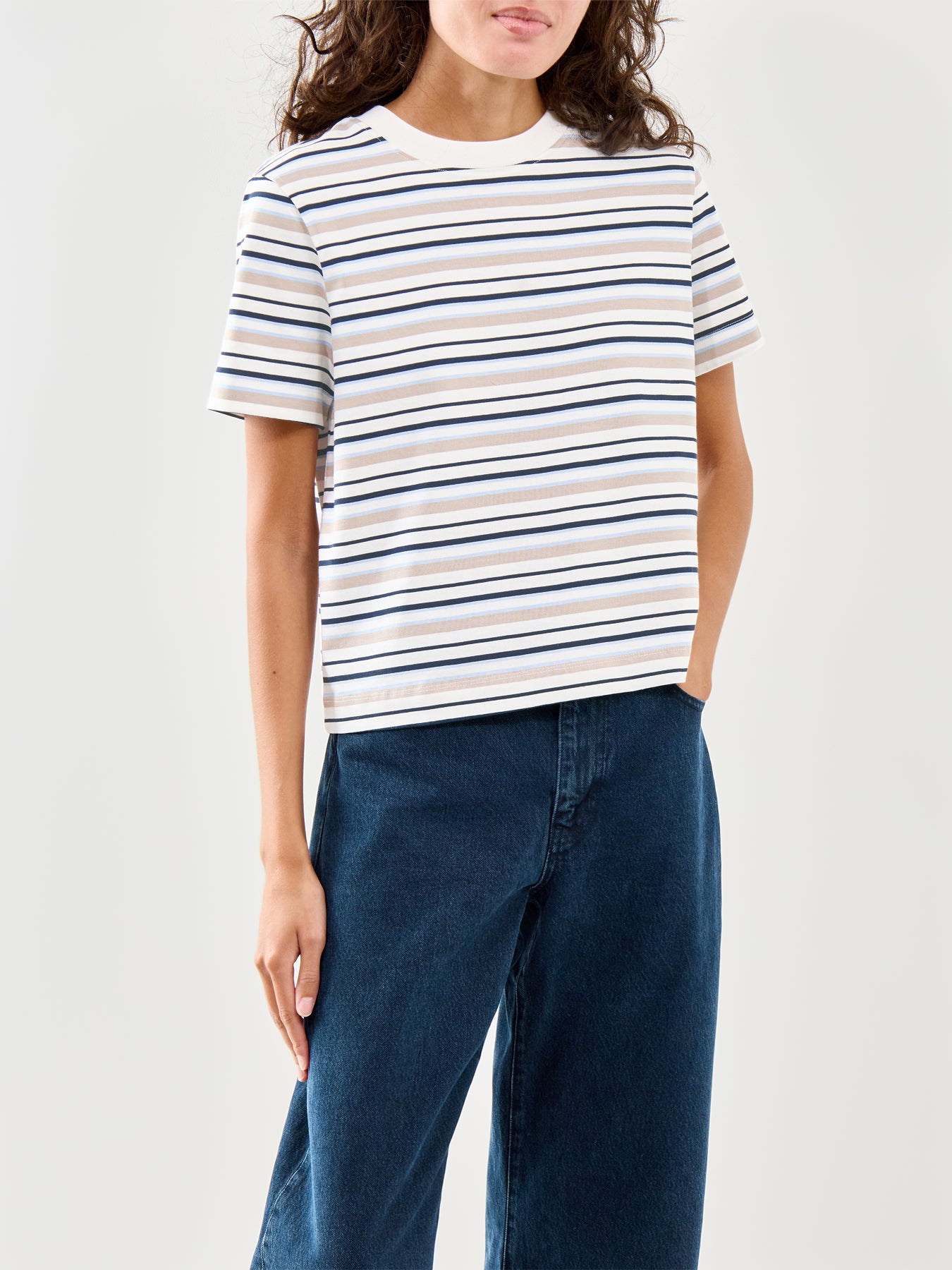 Essential Striped Boxy T-Shirt Blue