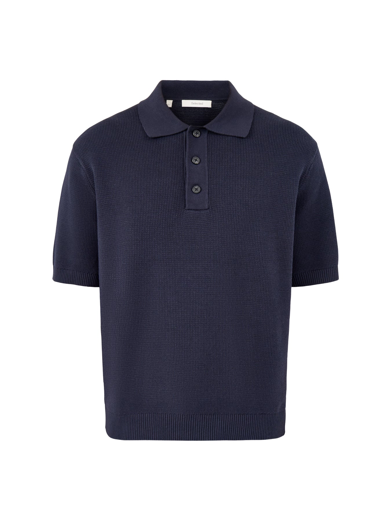 Relaxed Knit Polo Shirt Navy