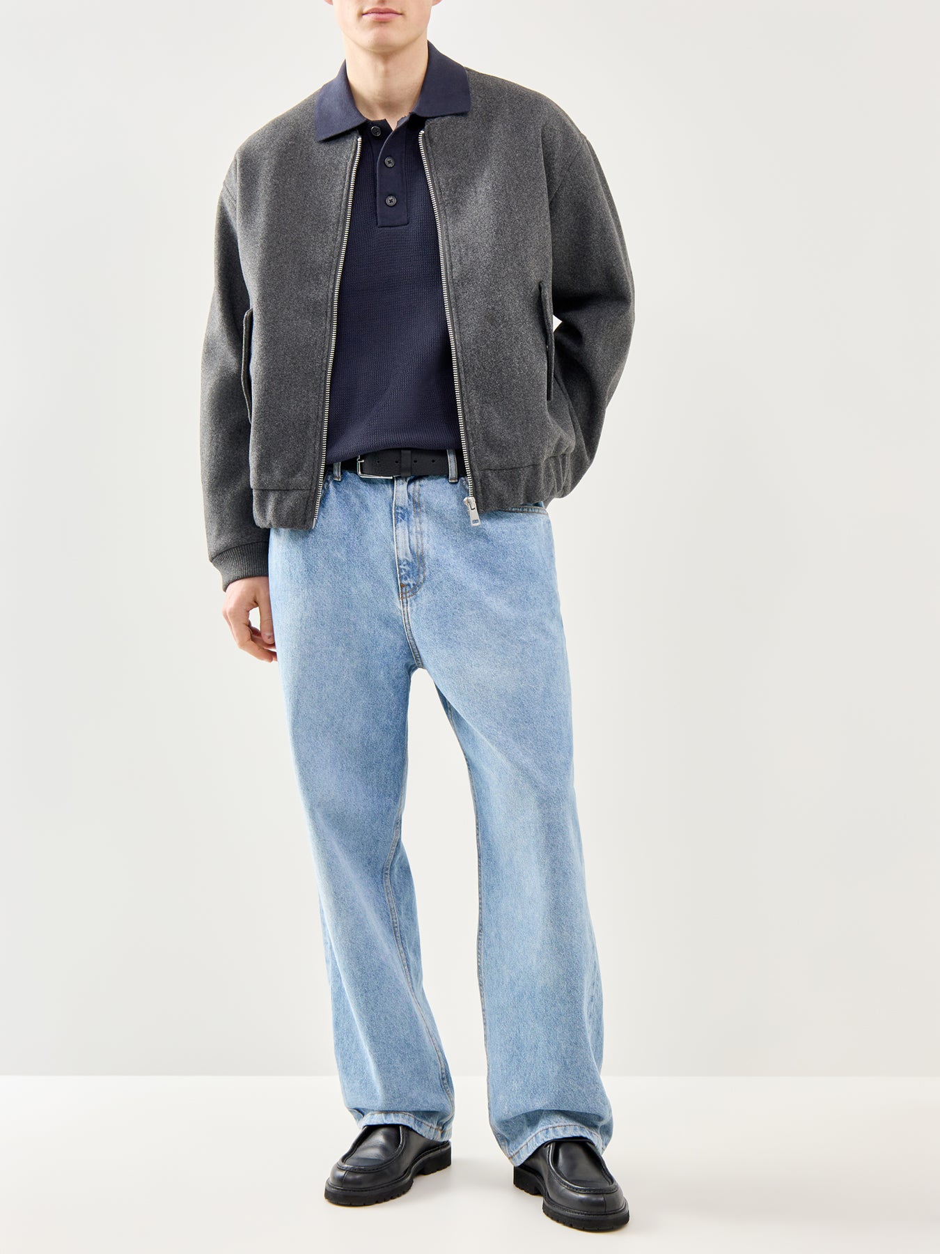 Relaxed Knit Polo Shirt Navy