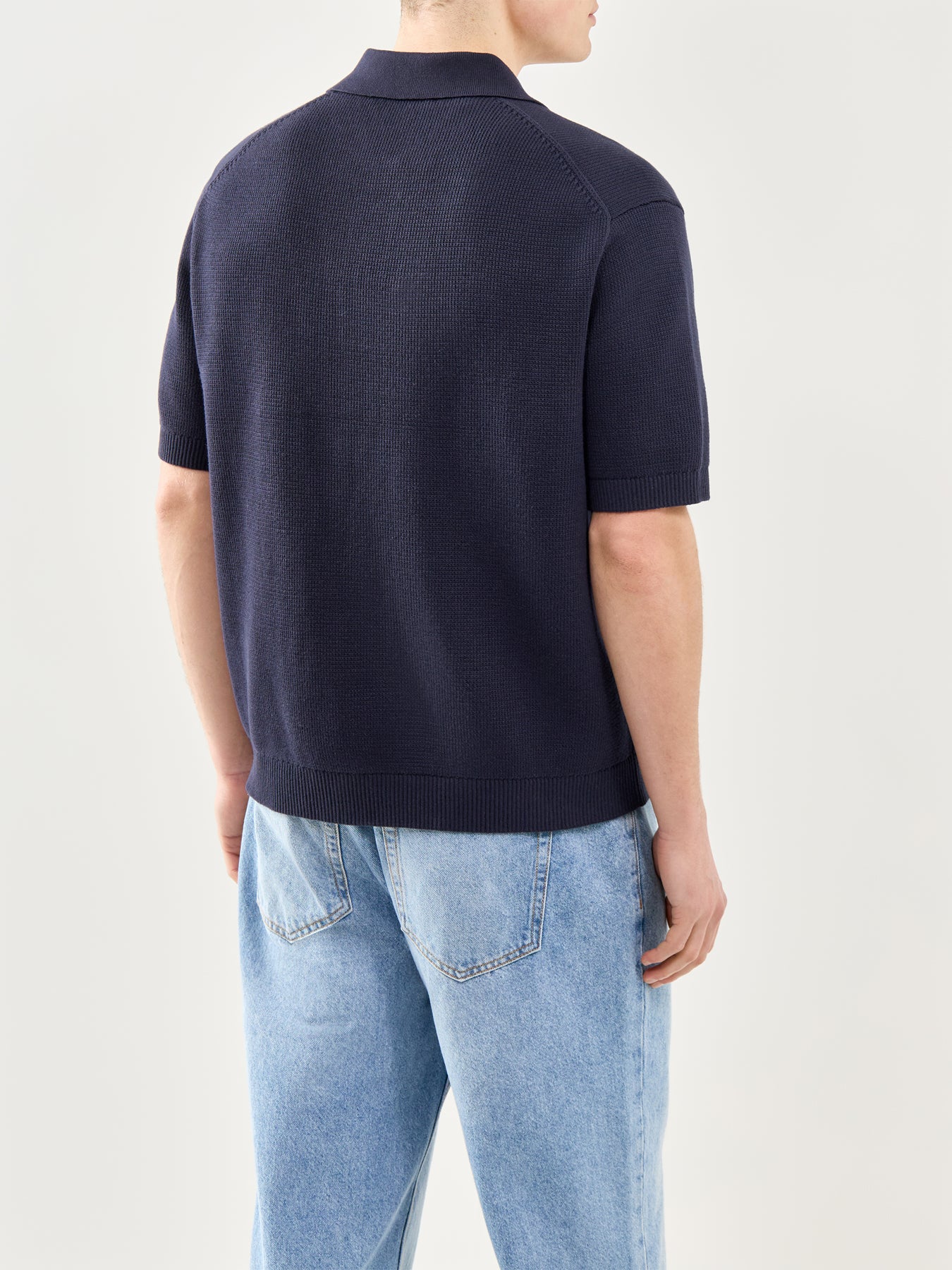 Relaxed Knit Polo Shirt Navy