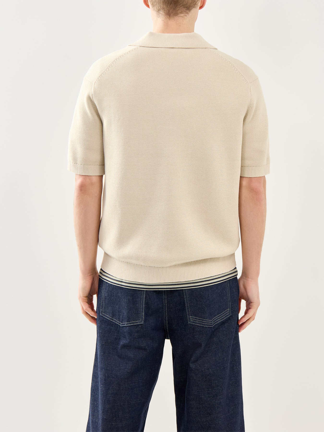 Relaxed Knit Polo Shirt Beige