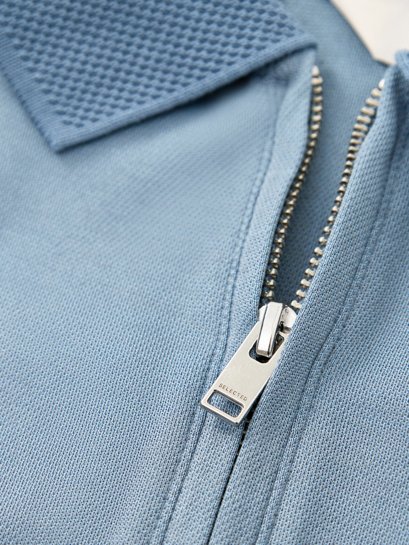 Zip Polo Shirt Blue
