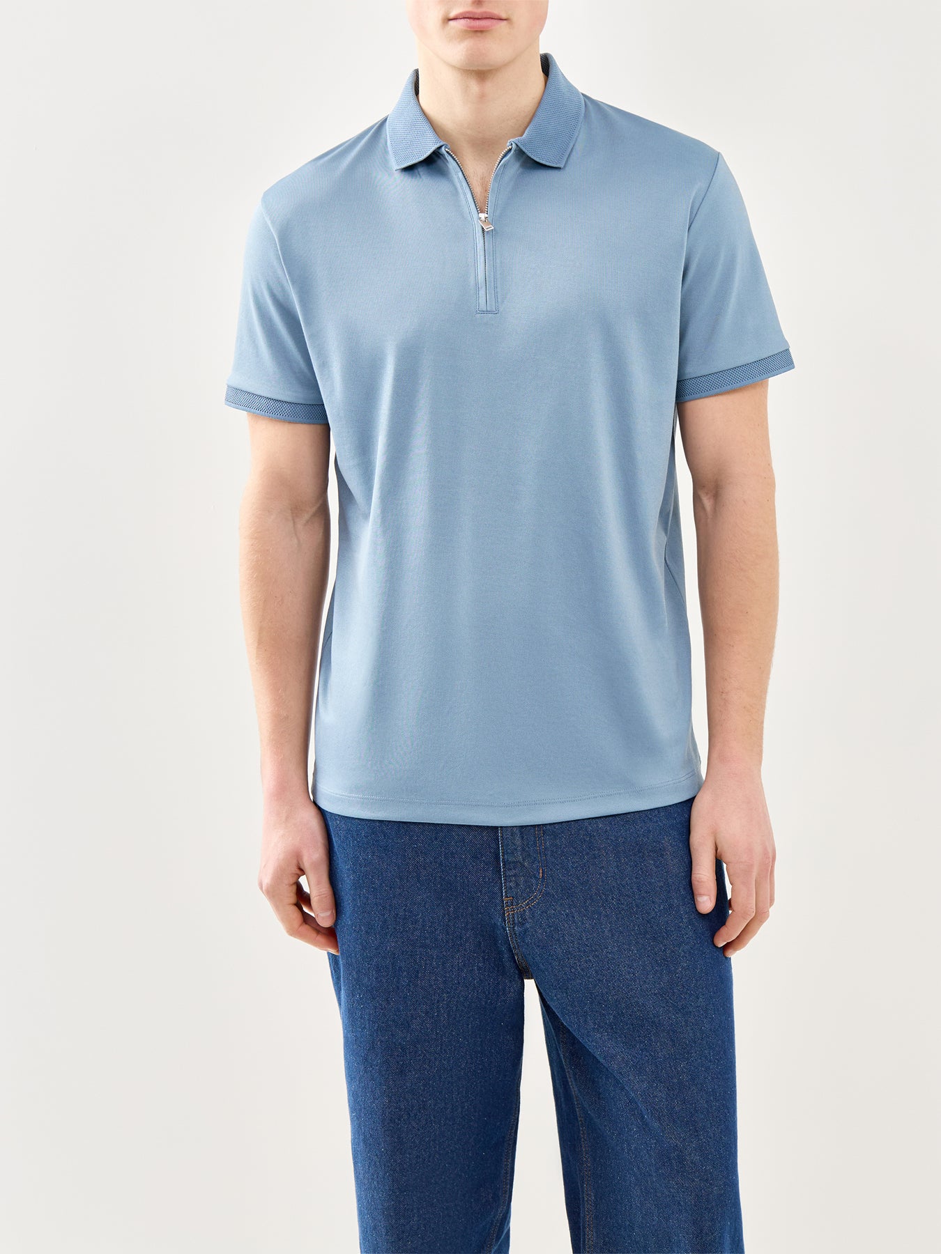 Zip Polo Shirt Blue