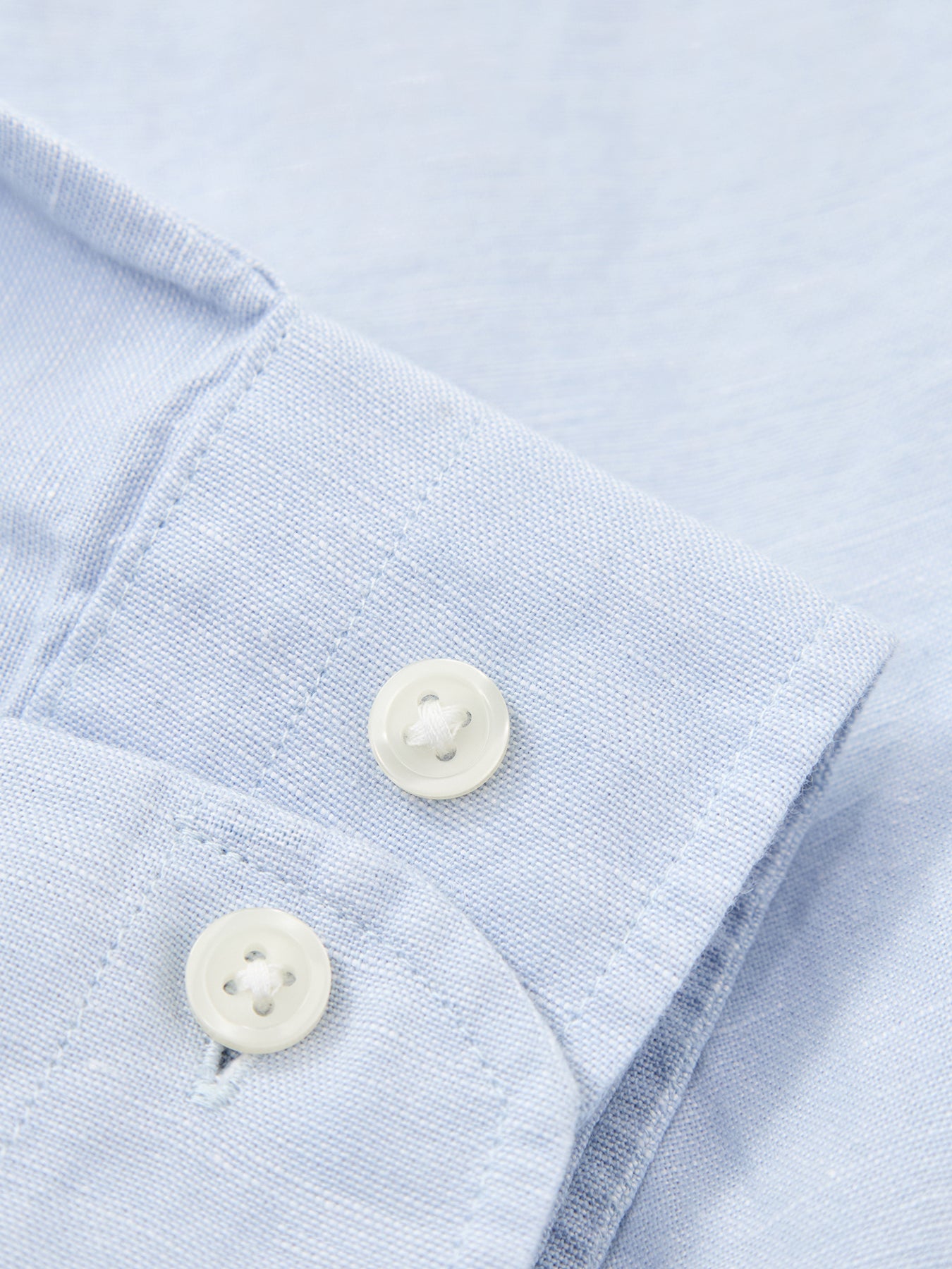 Linen-Blend Long Sleeve Shirt Blue