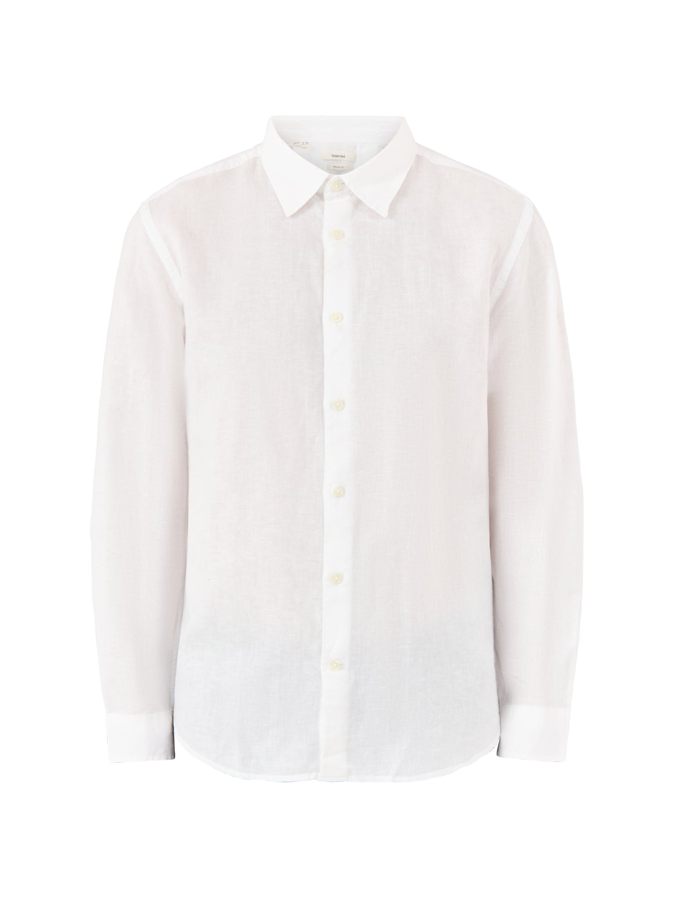 Linen-Blend Long Sleeve Shirt White