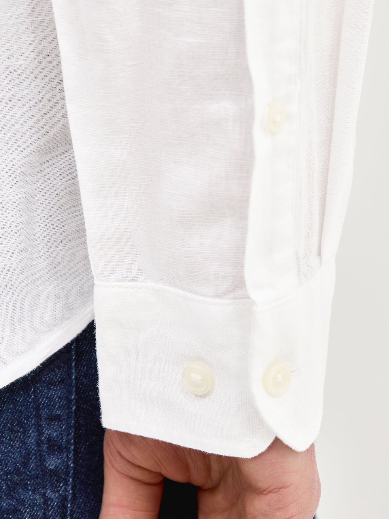 Linen-Blend Long Sleeve Shirt White