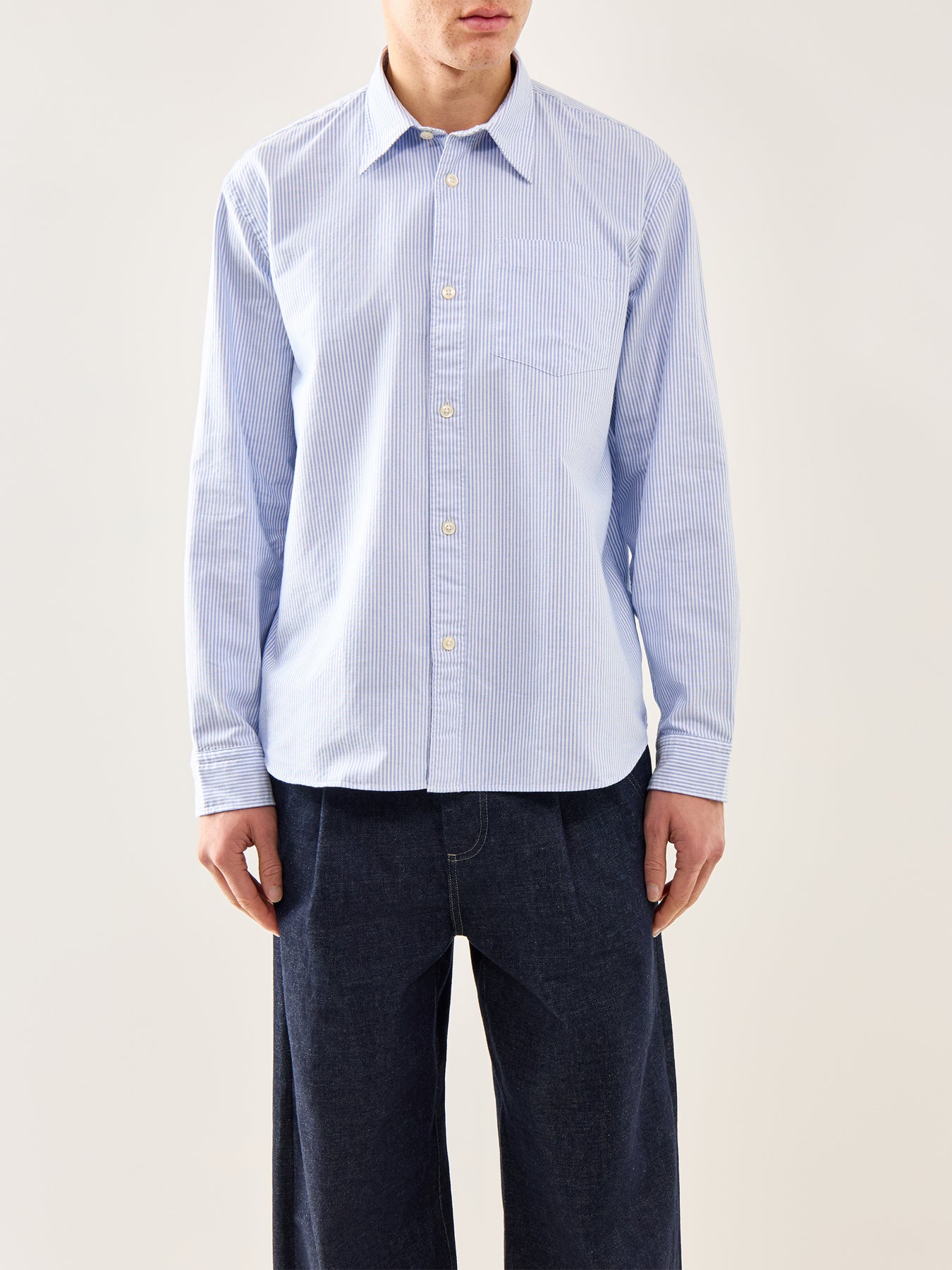 Sander Relaxed Oxford Shirt Blue Stripe
