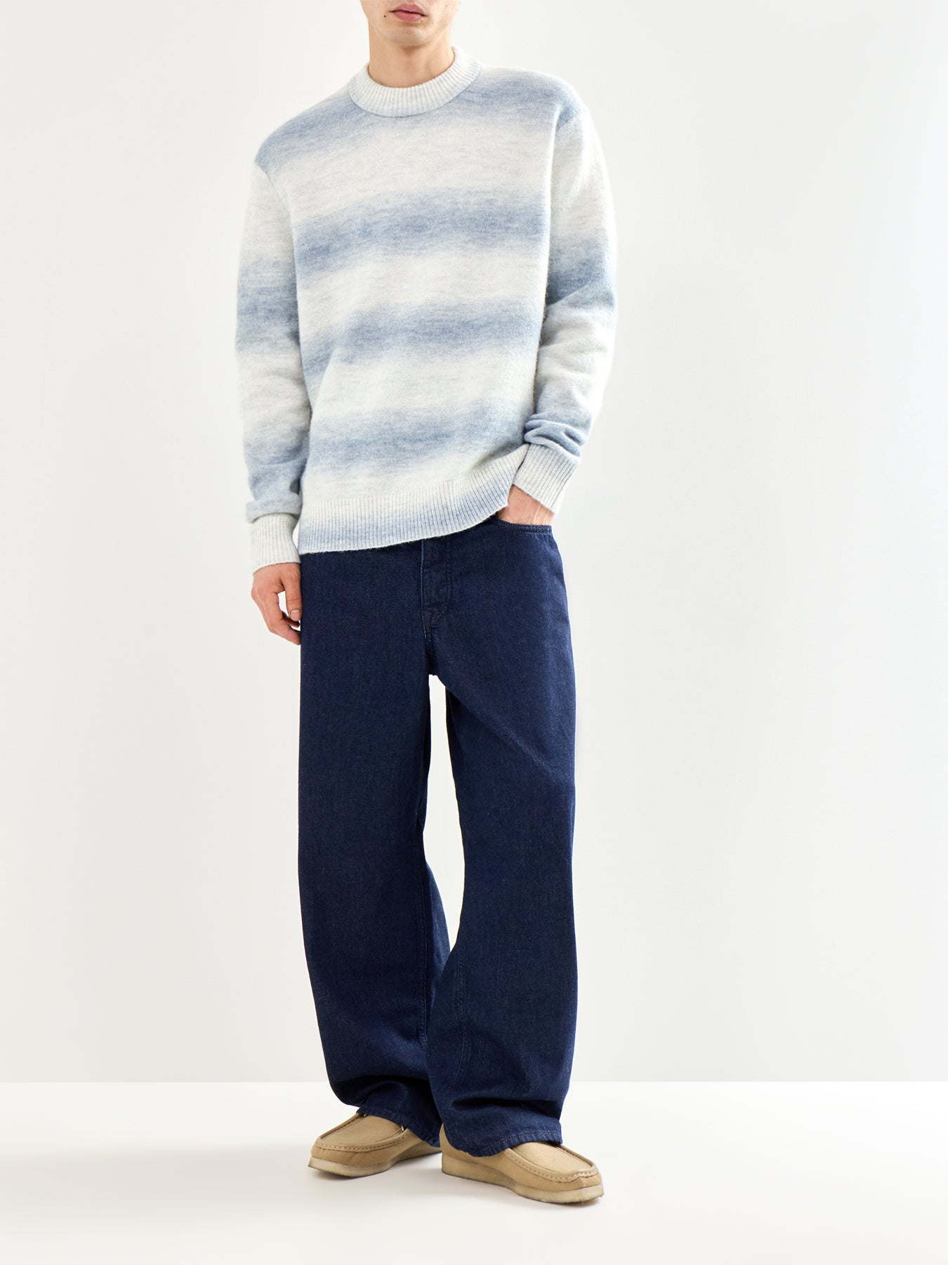 Space Dyed Crew Neck Knit Blue