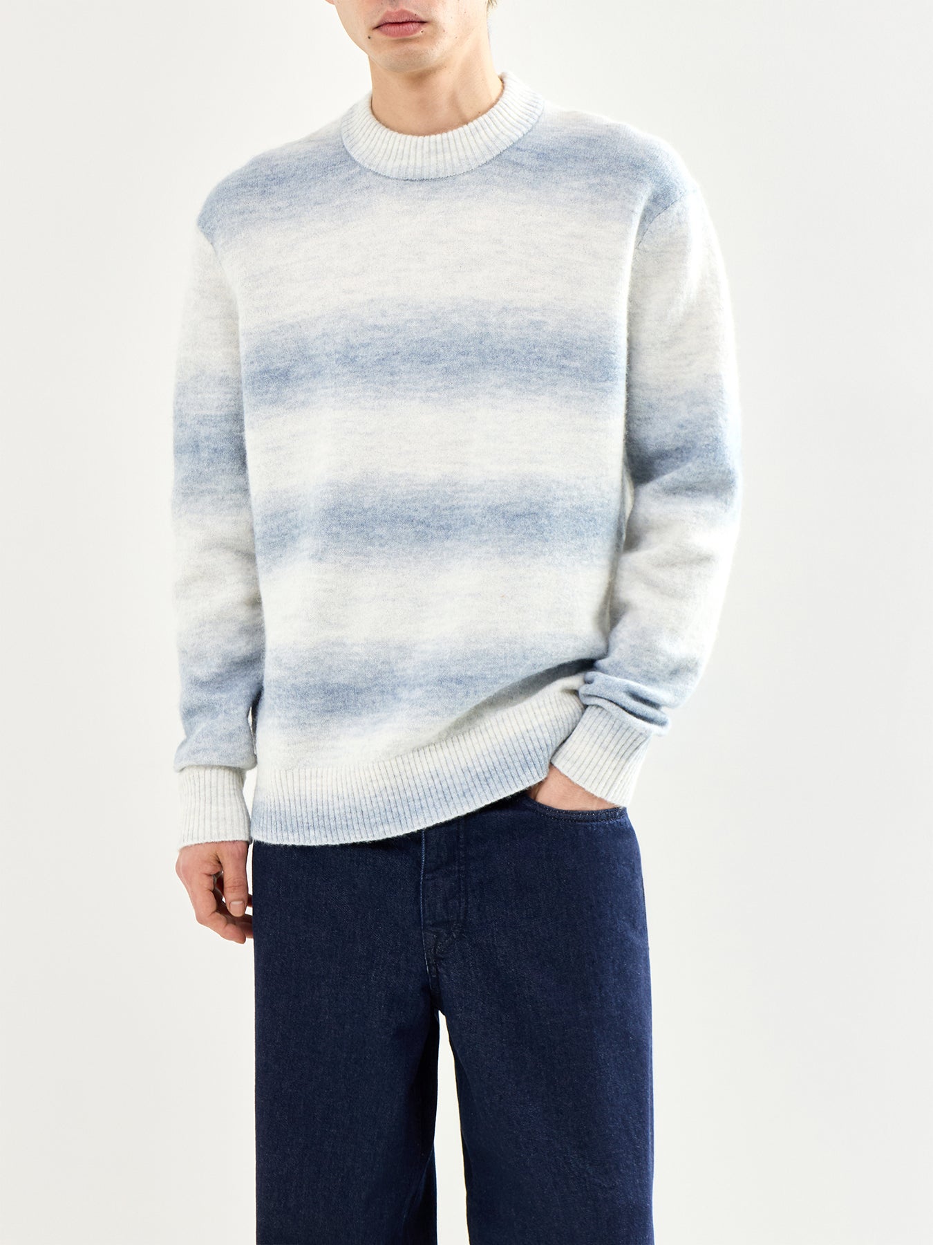 Space Dyed Crew Neck Knit Blue