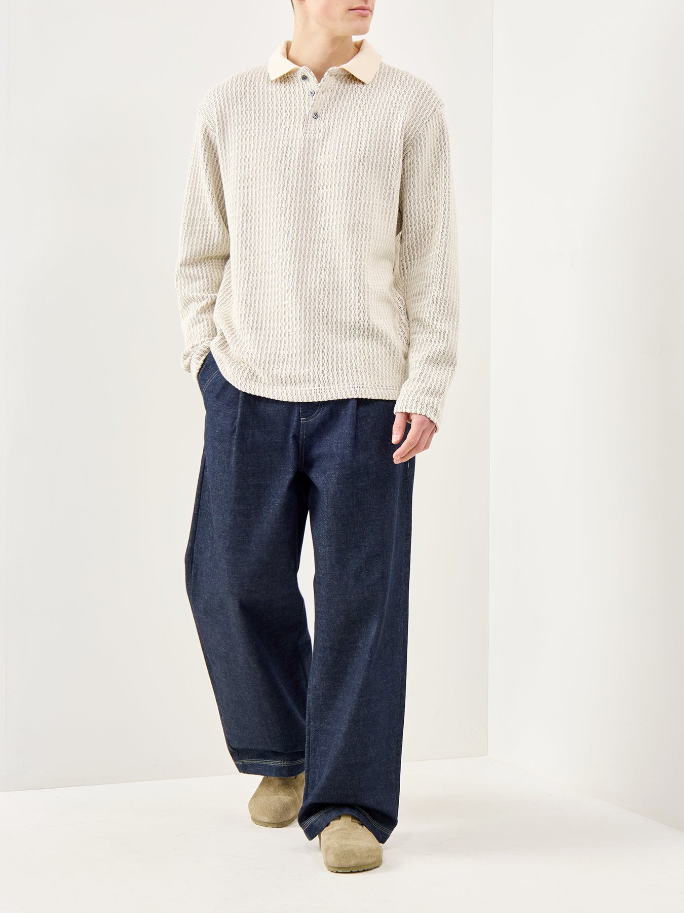 Relaxed Sweat Polo Shirt Cream