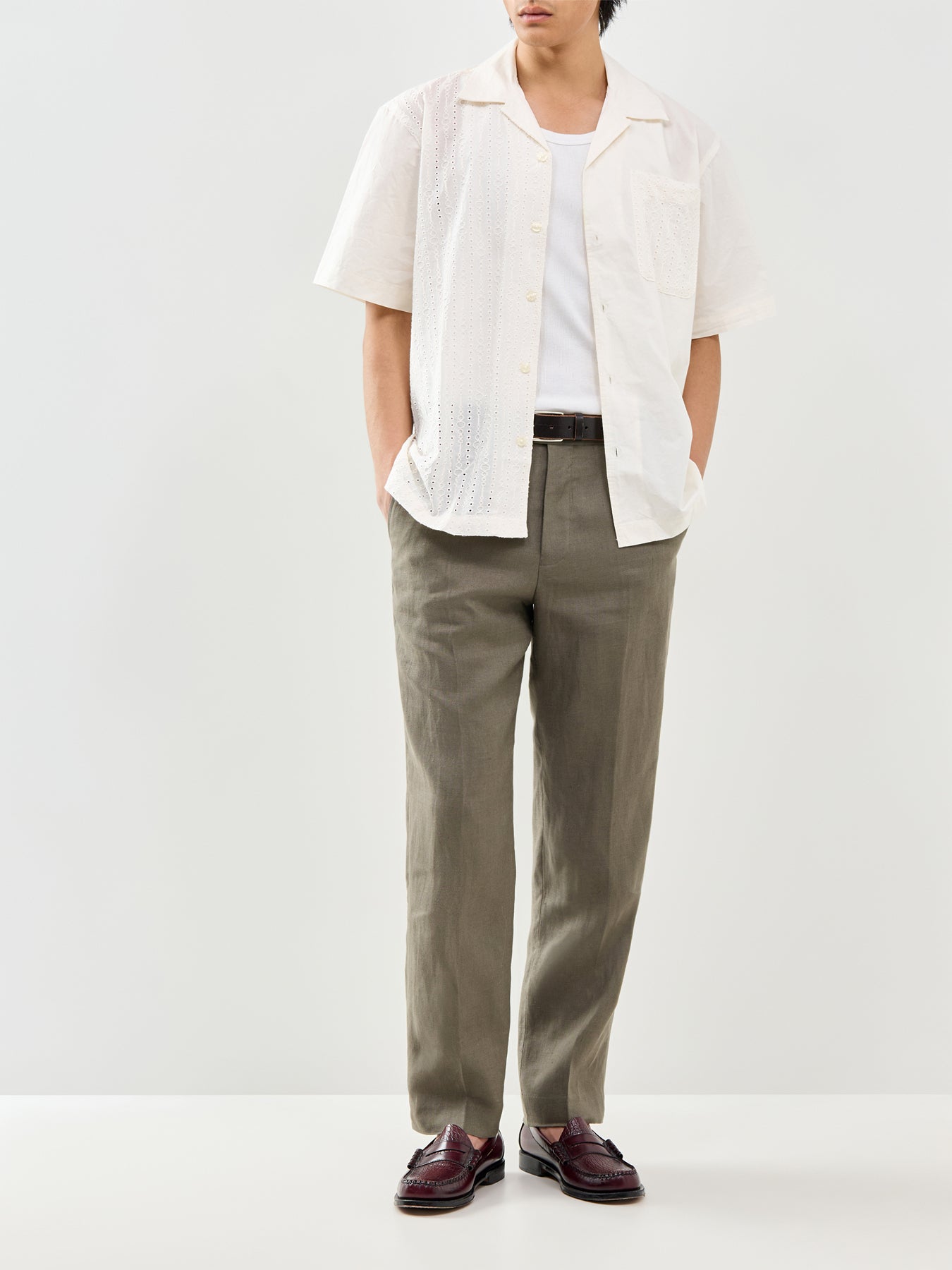 Baird Linen Trousers Olive