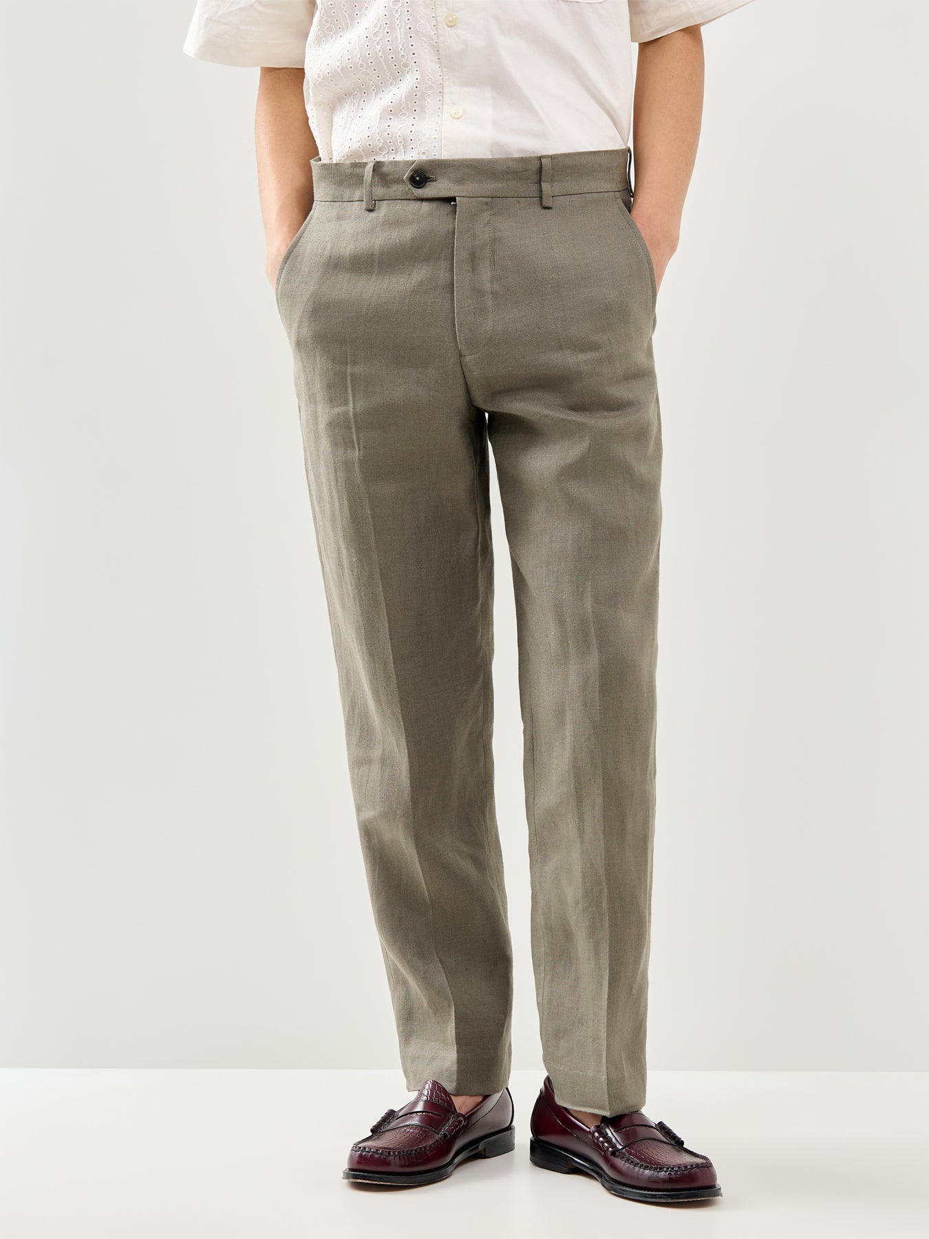 Baird Linen Trousers Olive