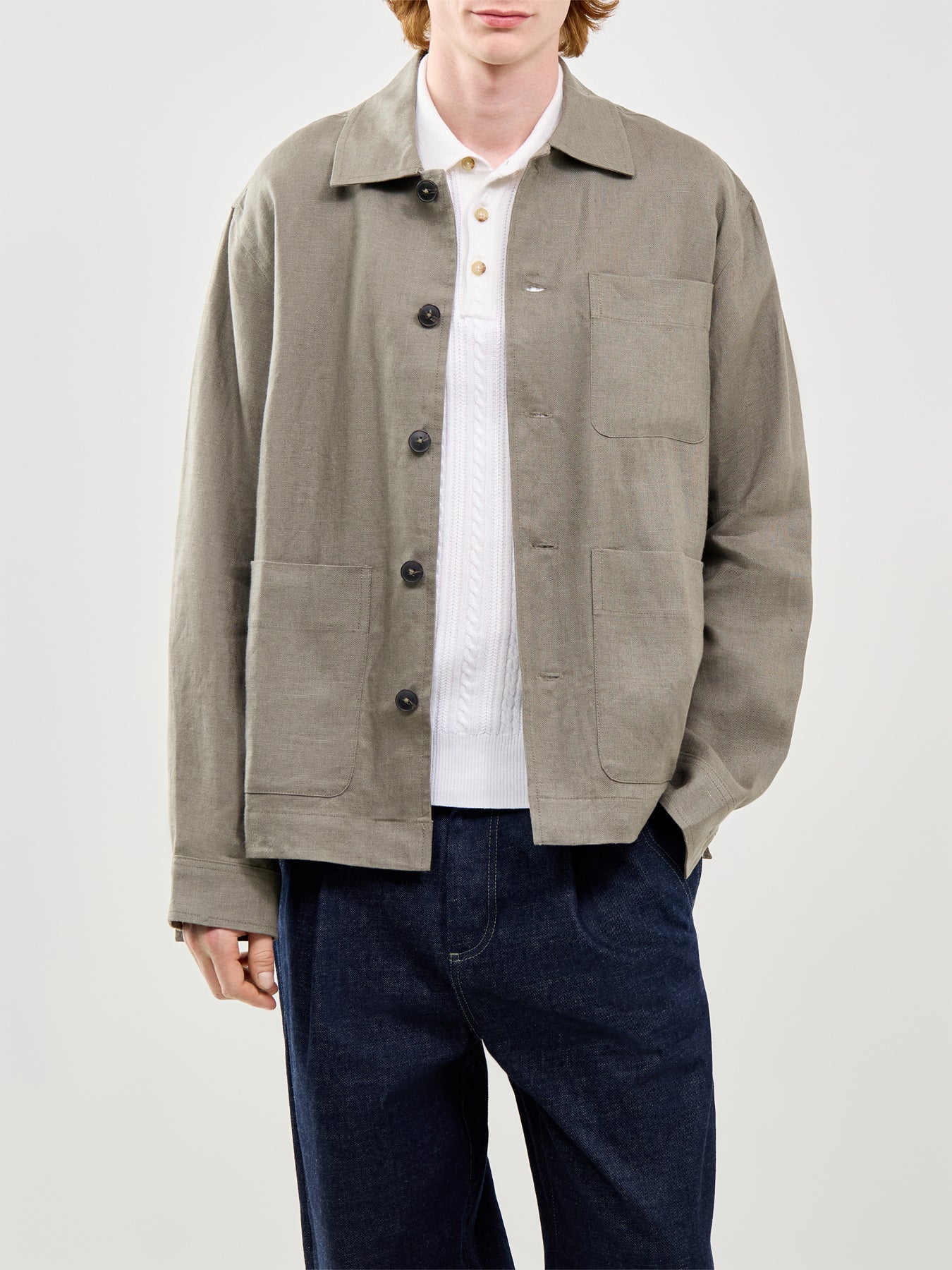 Slhregbaird Linen Overshirt Resort Olive