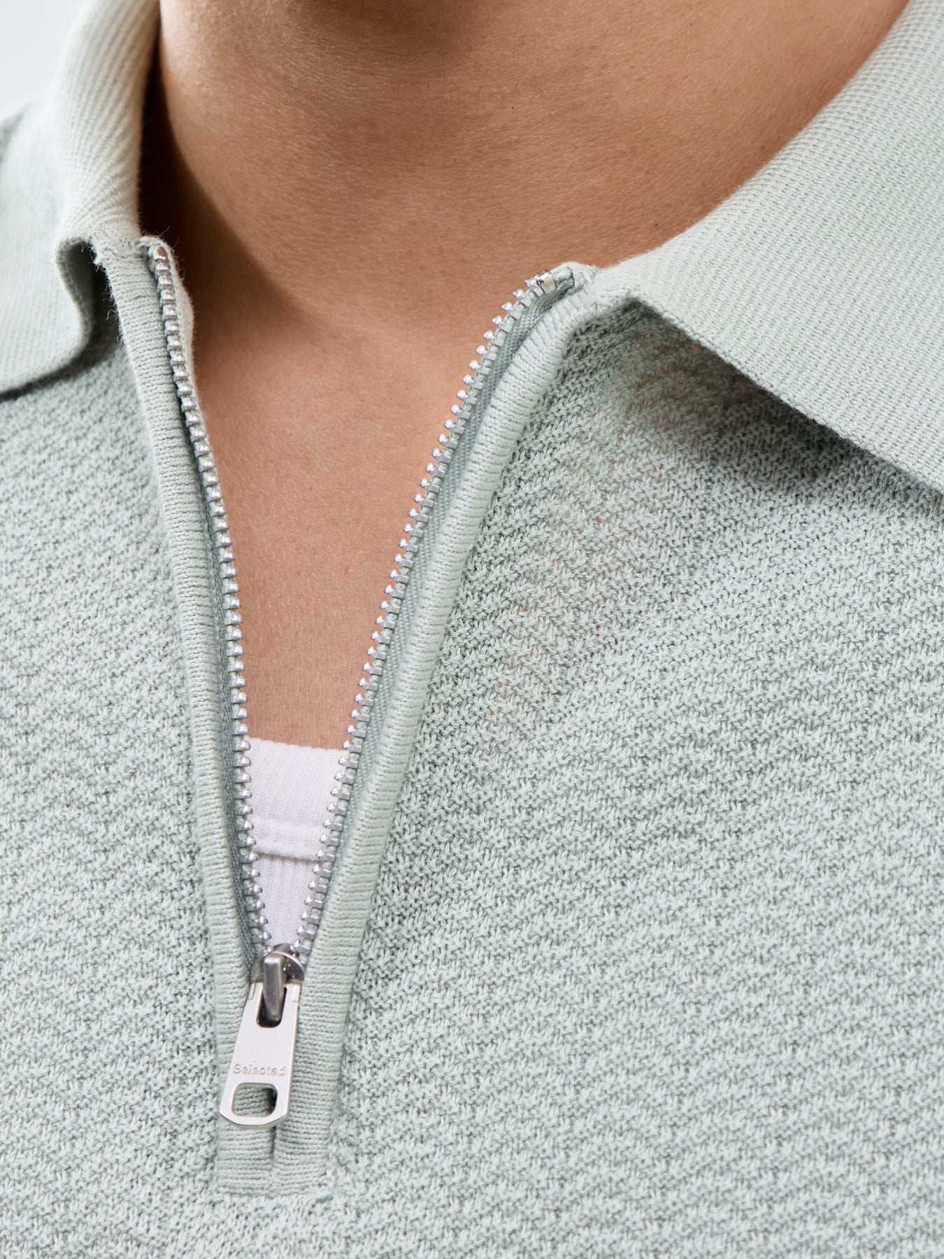 Slhcran Ss Knit Structure Zip Polo Noos