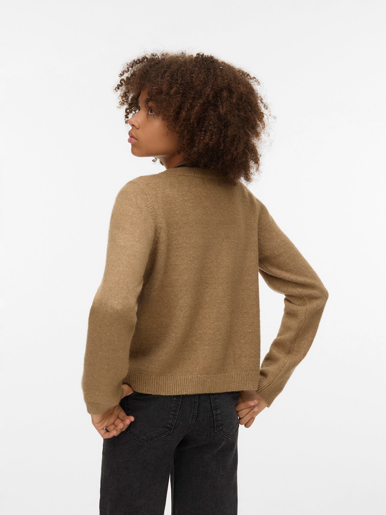Kids' Heart Button Cardigan Brown