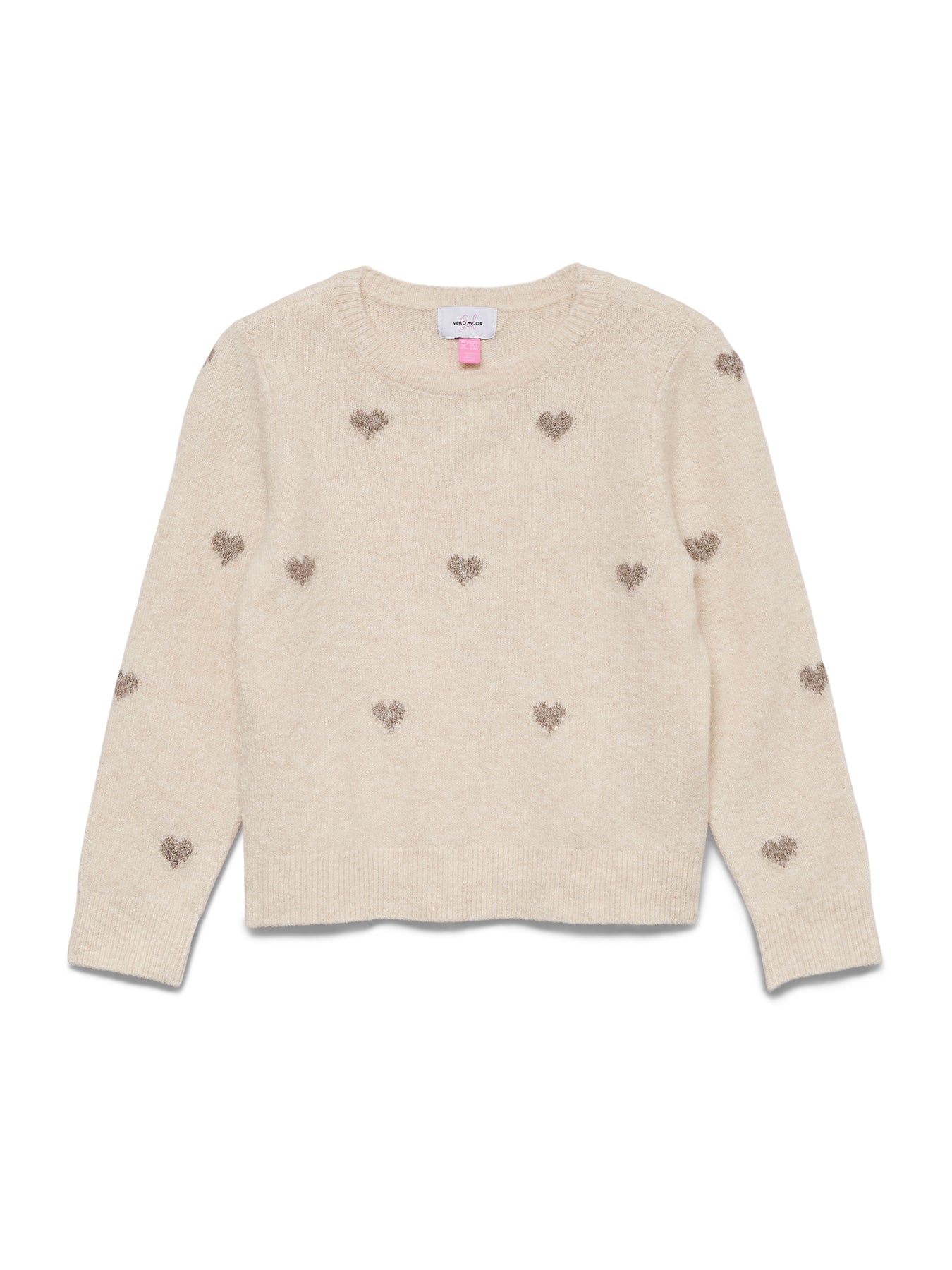 Kids’ Doffy Intarsia Long Sleeve Crew Neck Pullover Pink