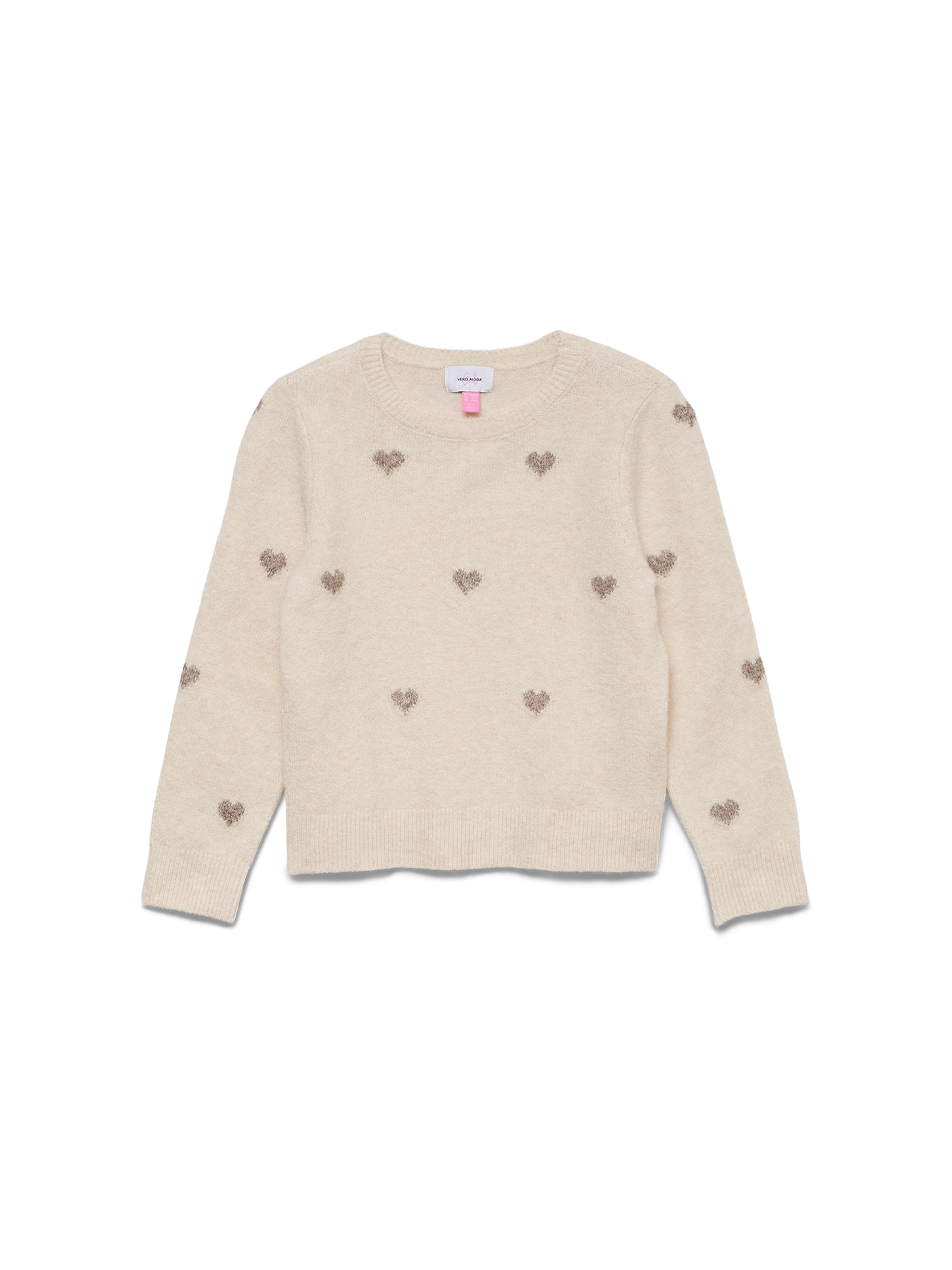 Kids’ Doffy Intarsia Long Sleeve Crew Neck Pullover Pink