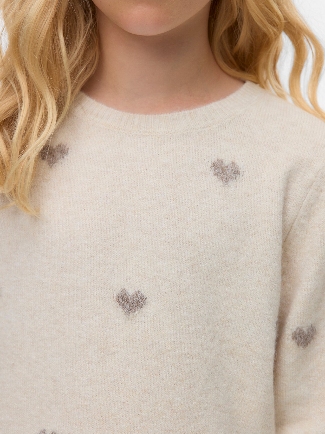 Kids’ Doffy Intarsia Long Sleeve Crew Neck Pullover Pink