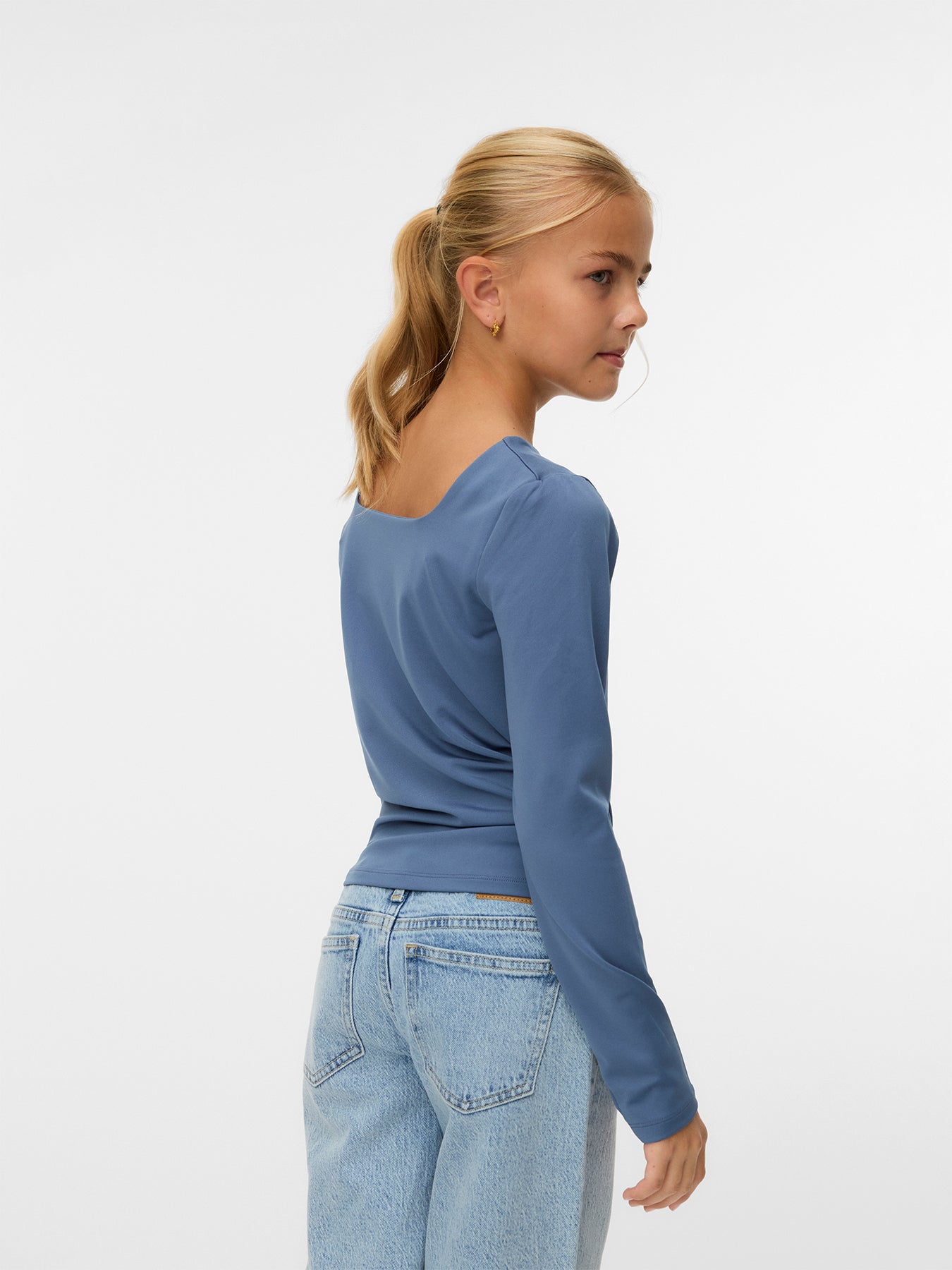 Kids’ Million Long Sleeve Square Neck Top Blue