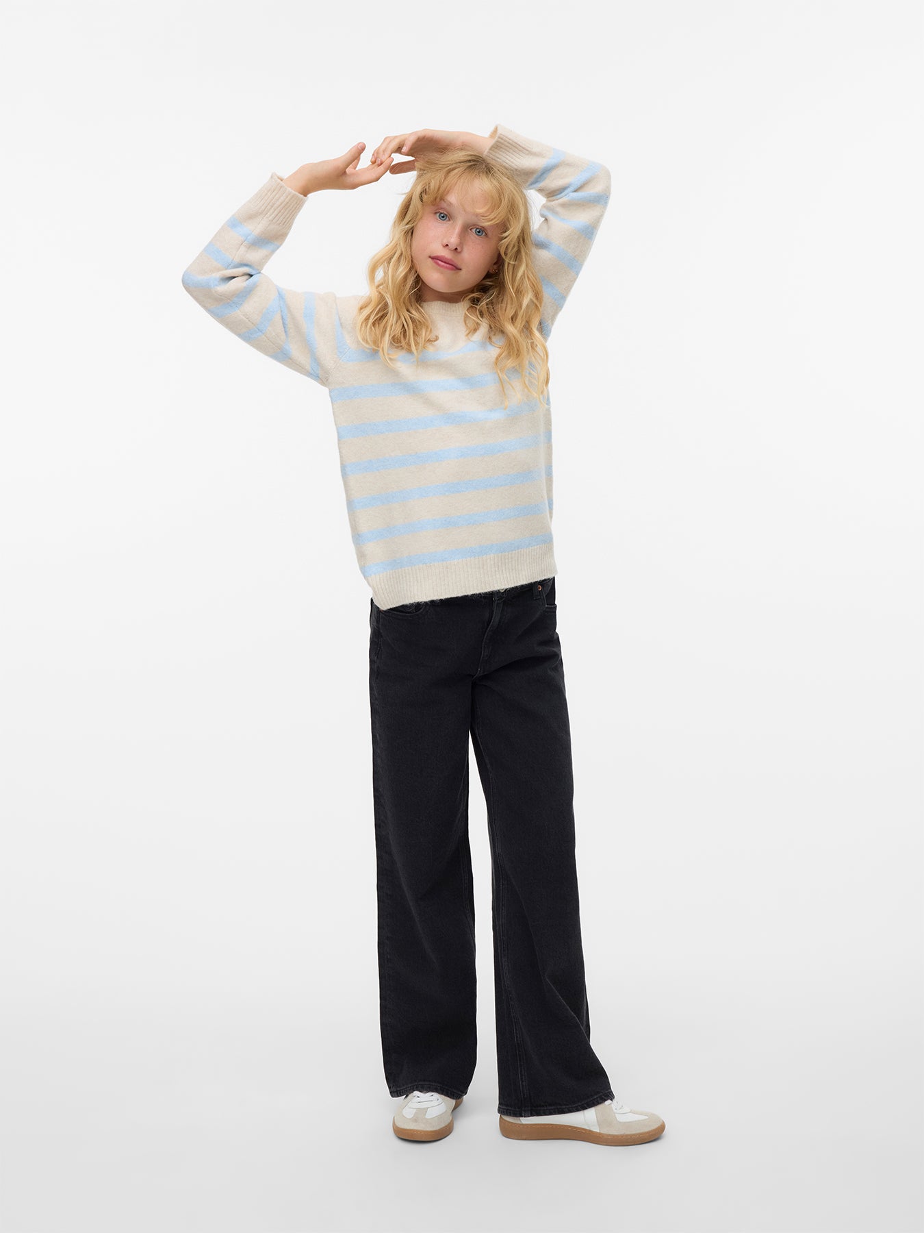 Kids’ Offy Embroidered Long Sleeve Knit White